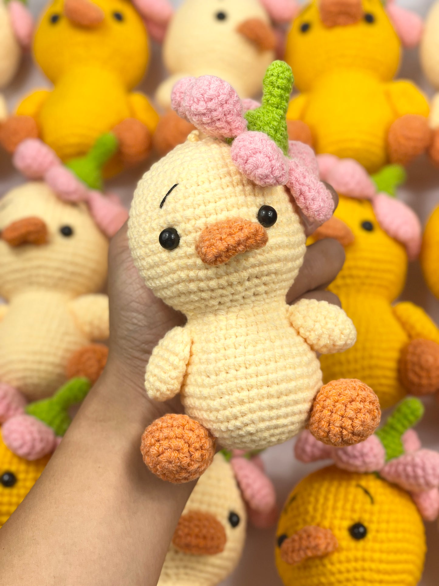 Ducky with Flower Crochet Doll Keychain