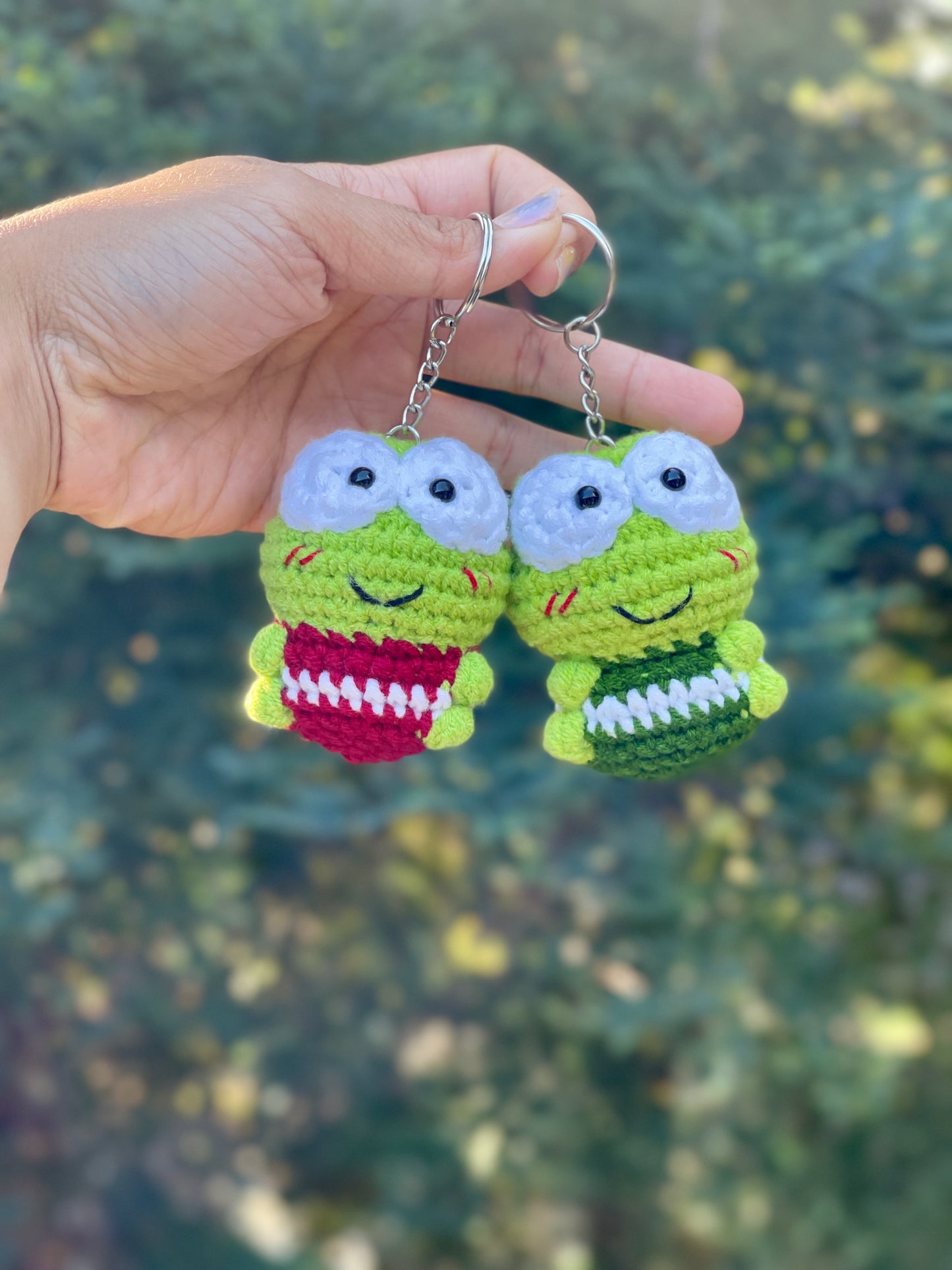 Friendly Keroppi Crochet Doll Keychain