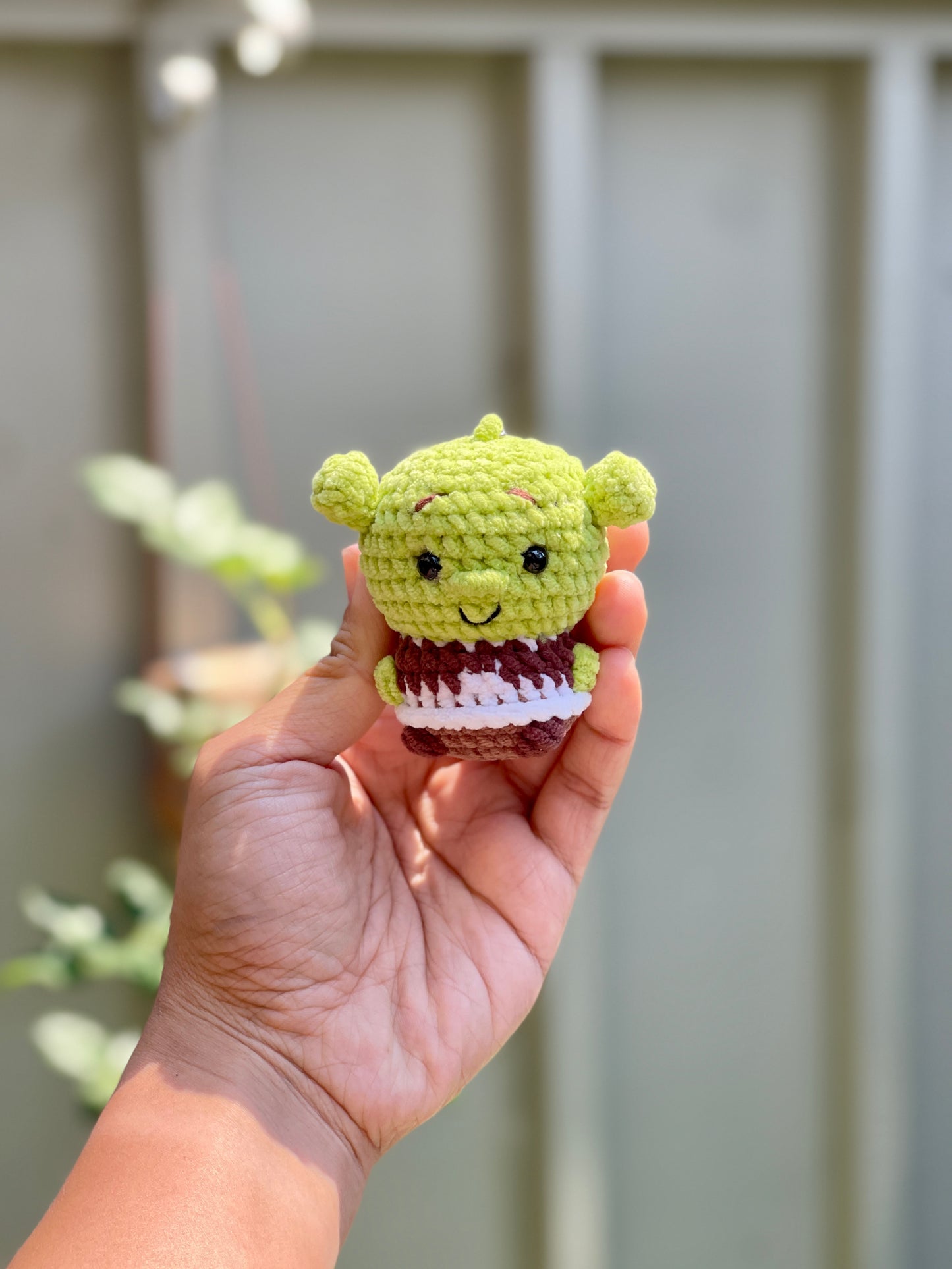 Chibi Shrek Crochet Keychain