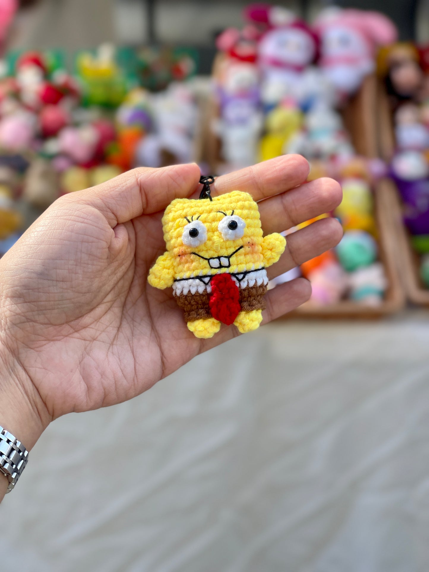 SpongeBob & Patrick Star Crochet Keychain