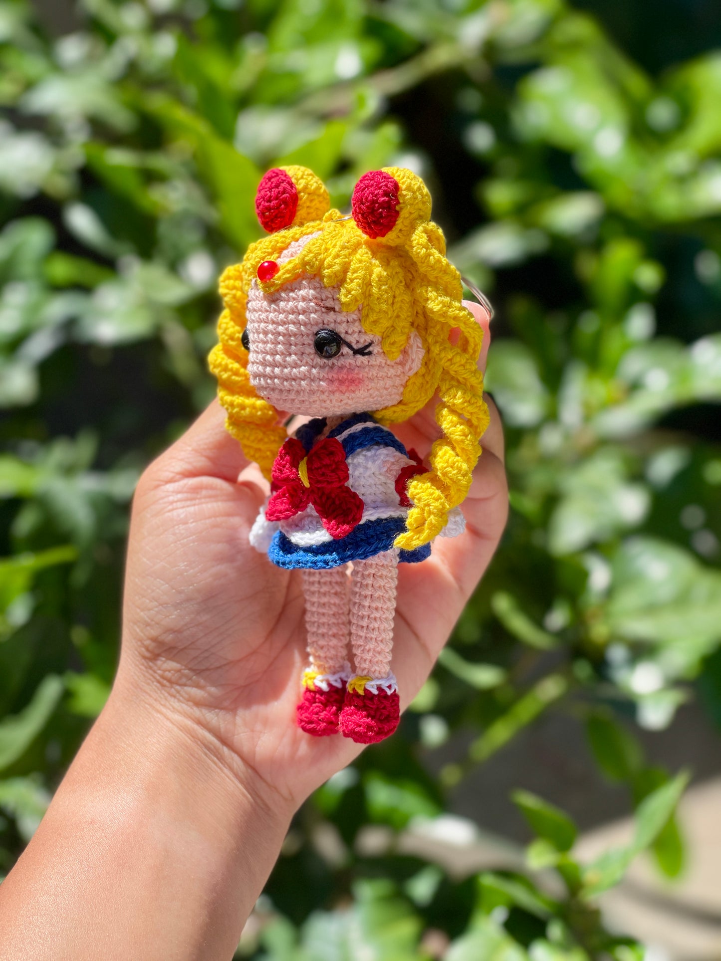 Sailor Moon with Cotton Tread Crochet Keychain