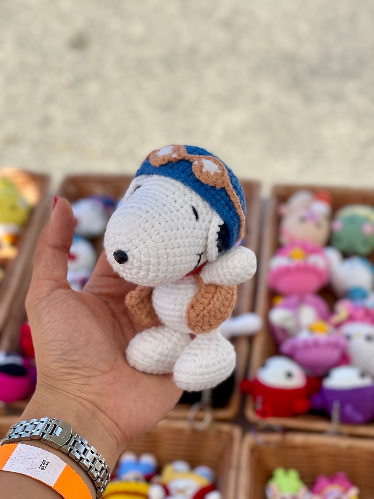 Snoopy Pilot Crochet Keychain