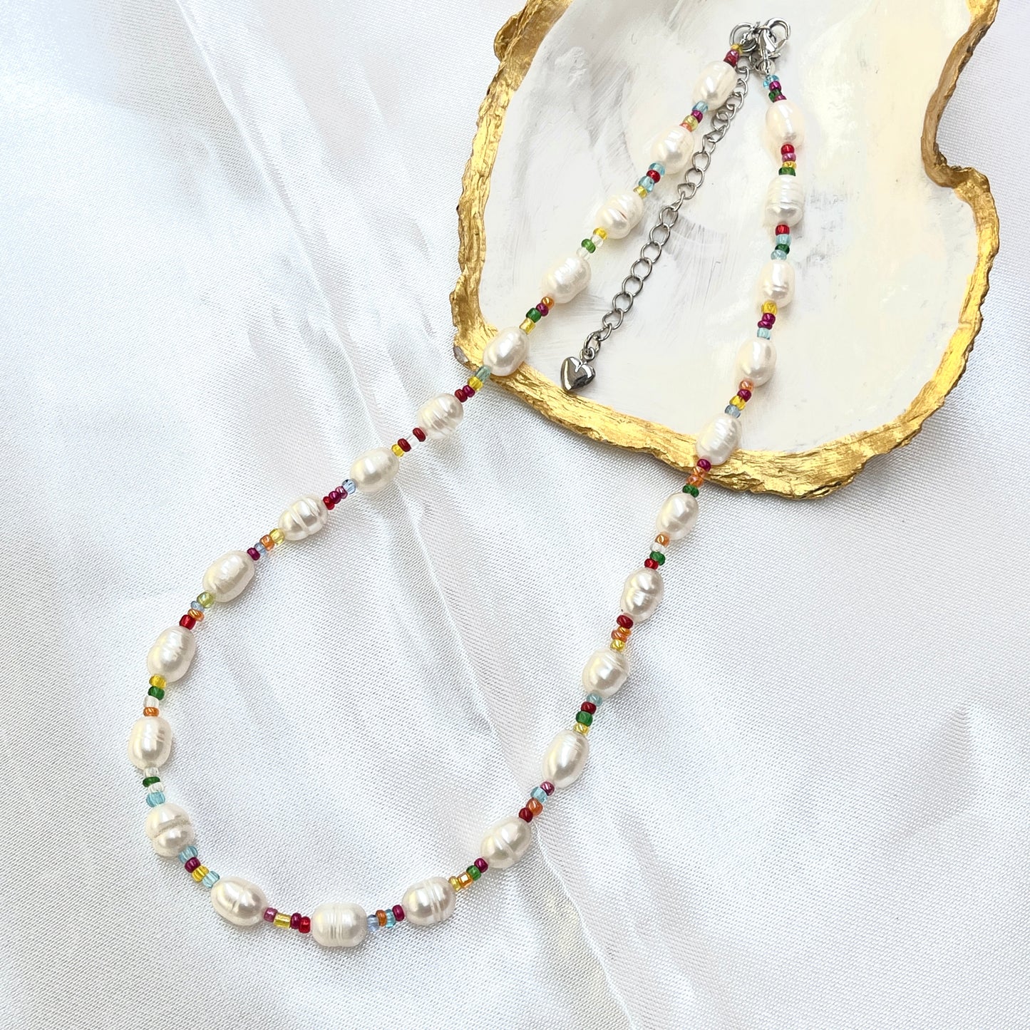 Rainbow + Pearl Choker Necklace