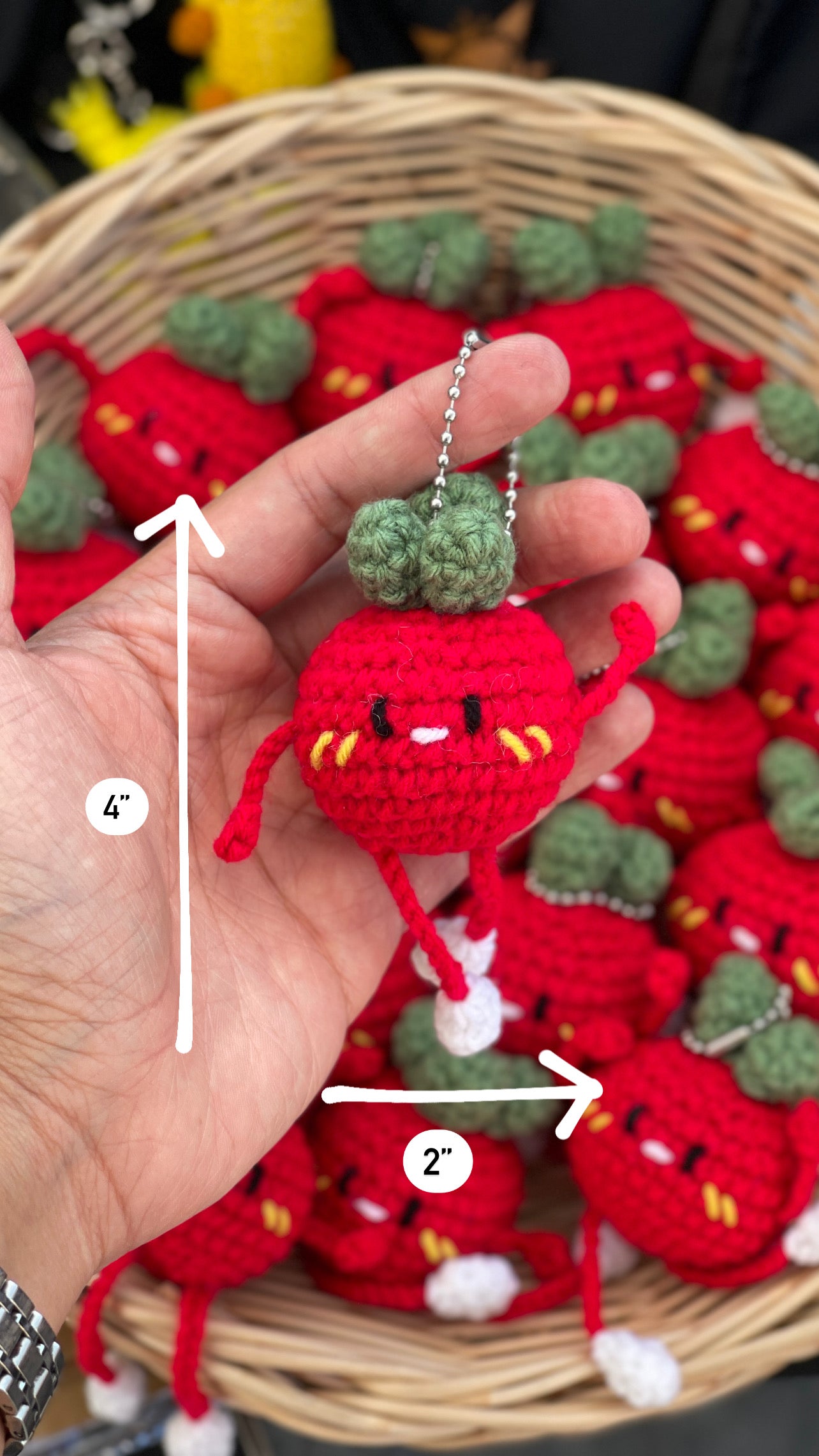 Friendly Tomato Crochet Keychain