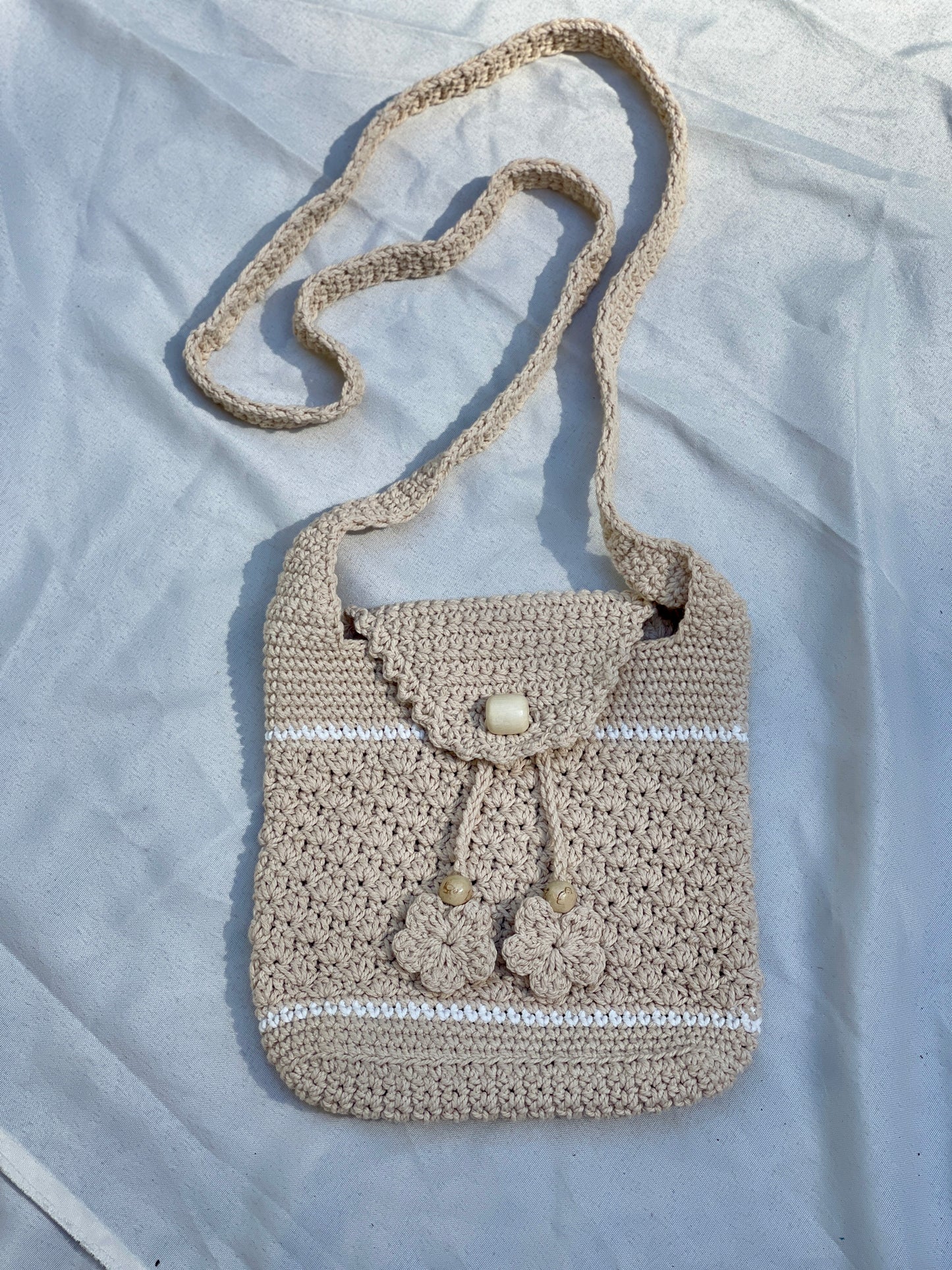 Earth Tone Crochet Crossbody Bag