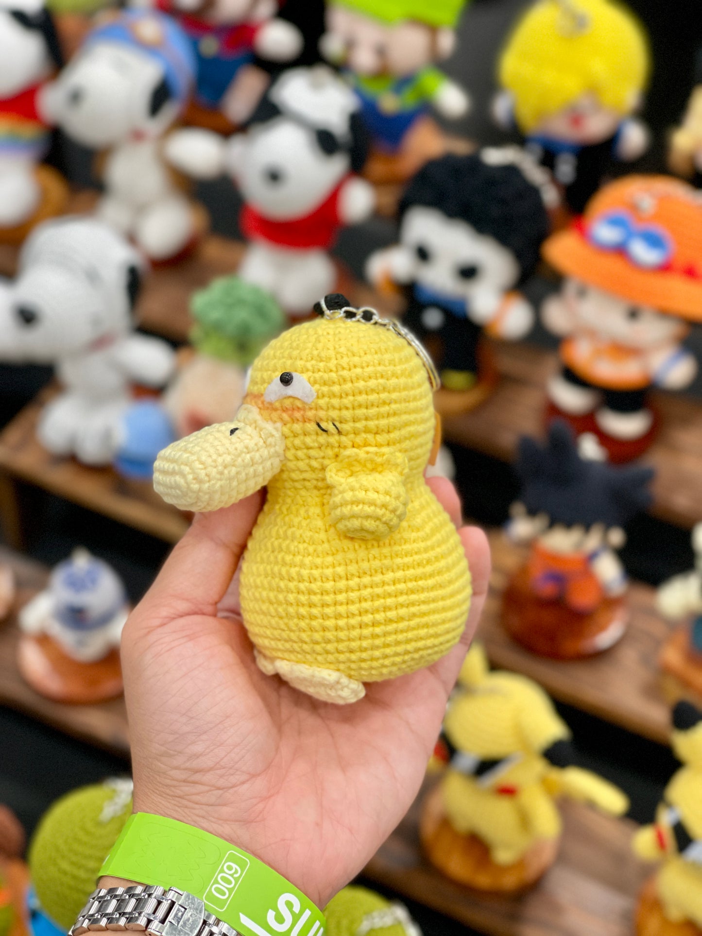 Shy Psyduck Crochet Keychain