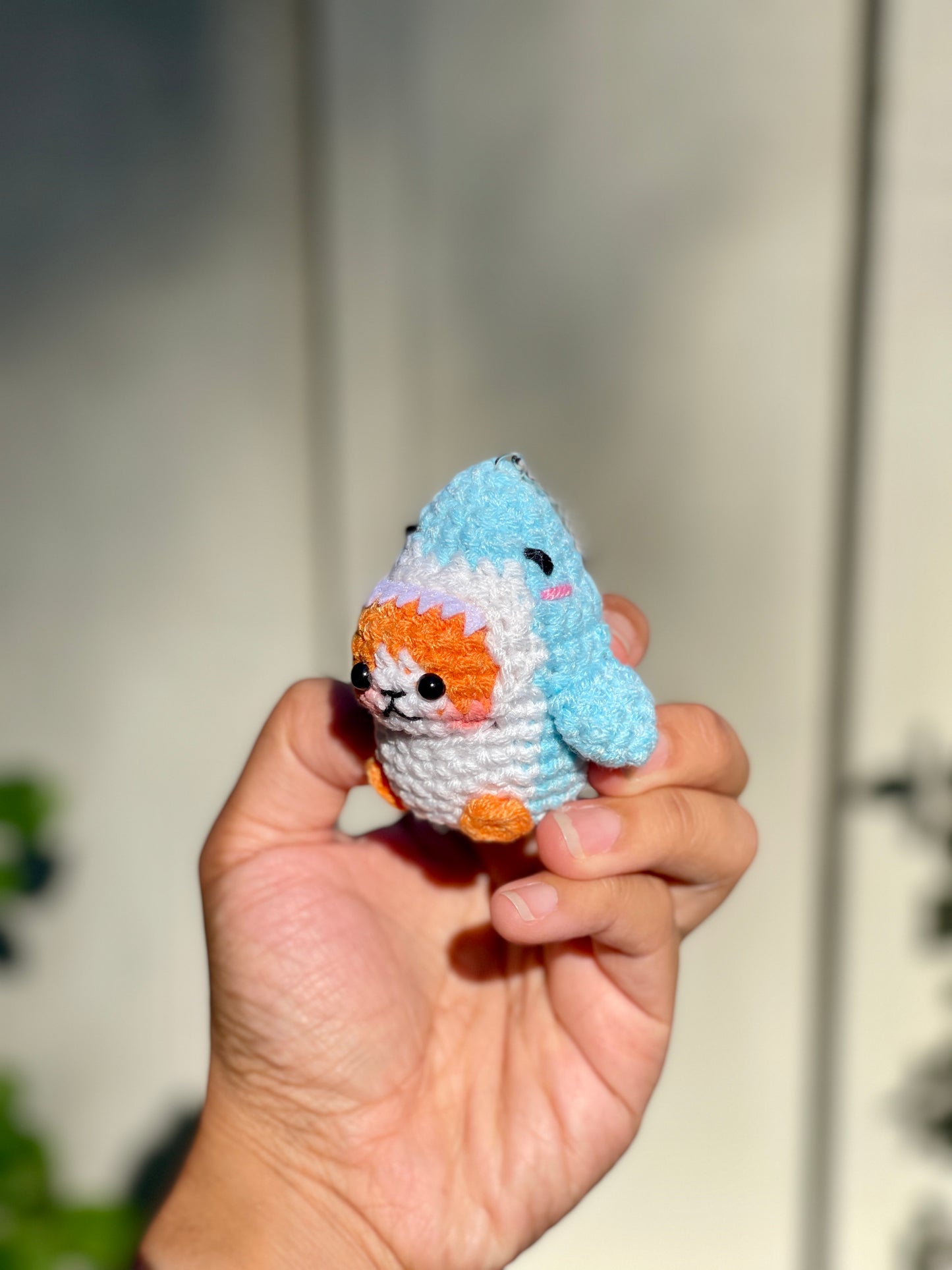 Cat Shark Crochet Keychain