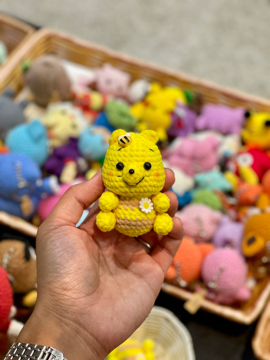 Pooh in Honey Jar Crochet Keychain