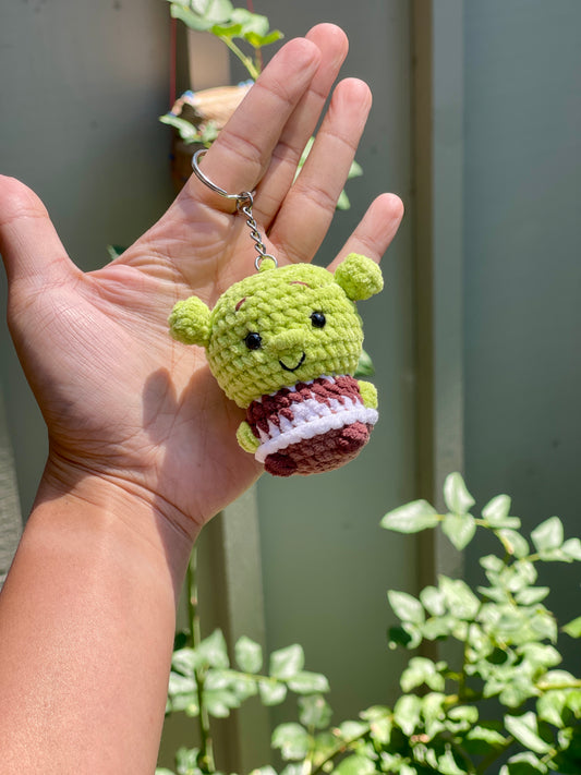 Chibi Shrek Crochet Keychain