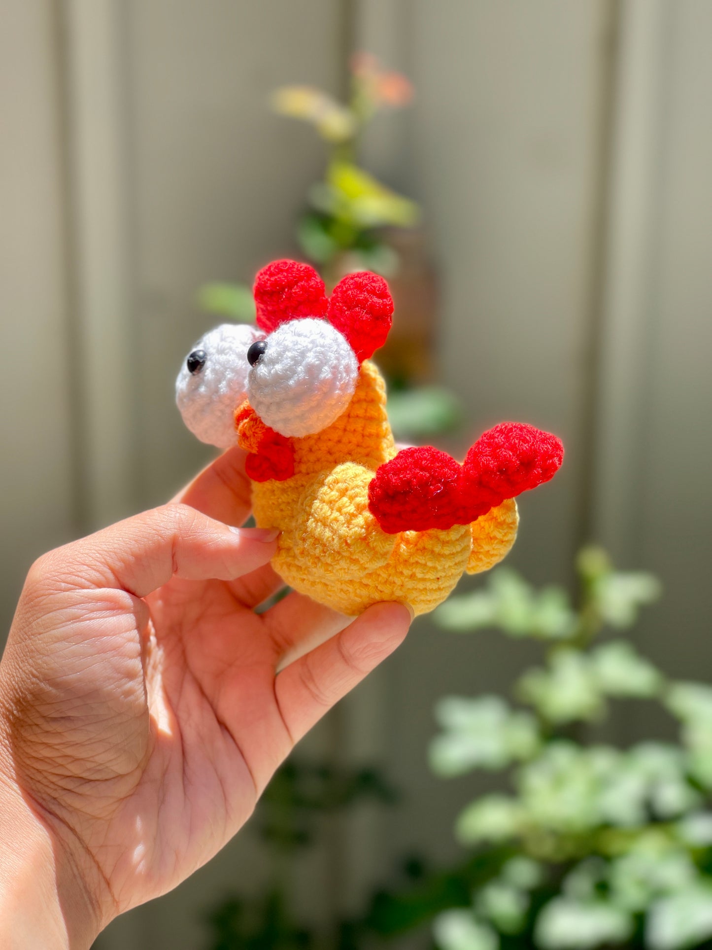 Surprised Chicken Crochet Keychain