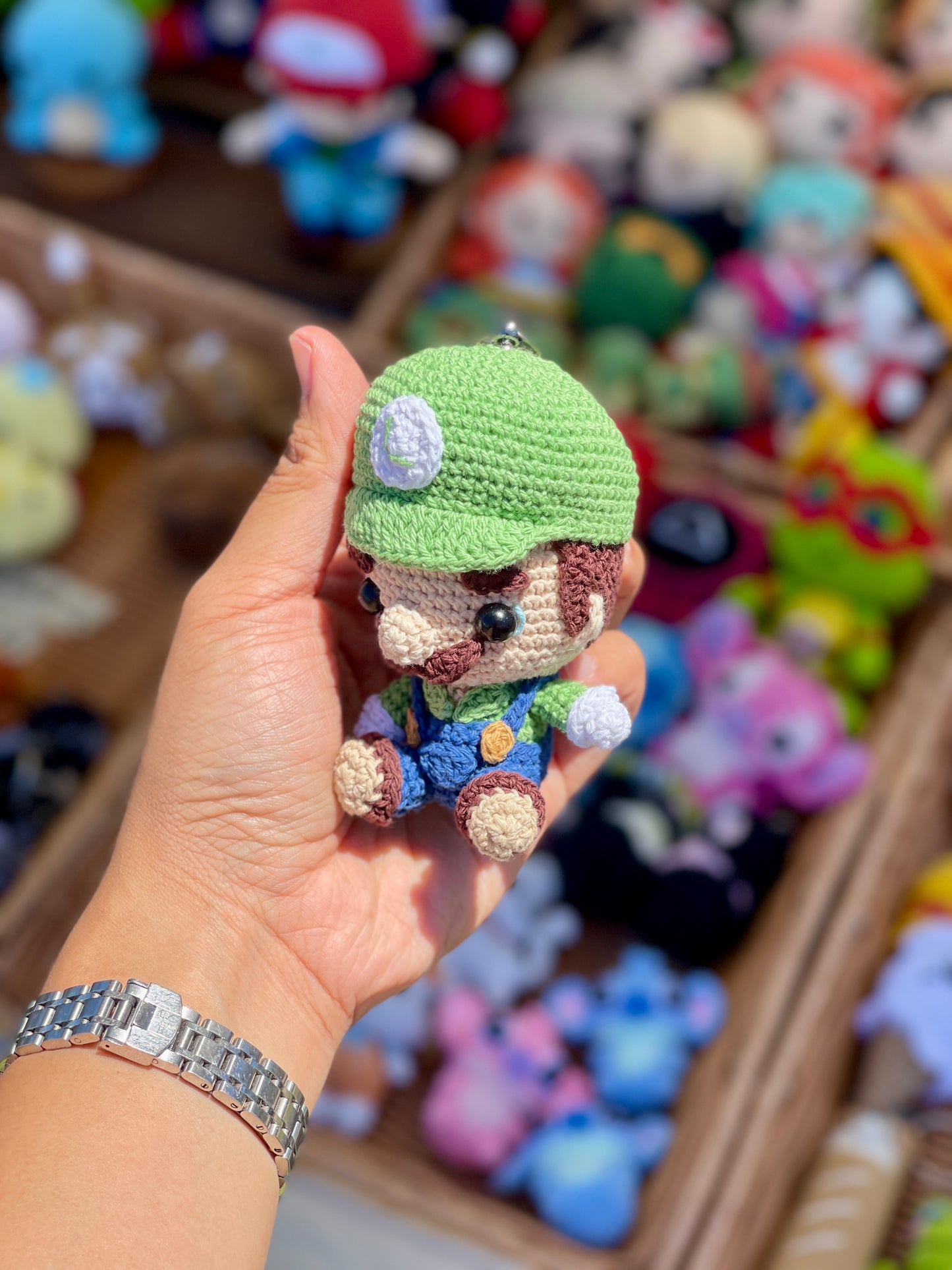 Small Luigi Crochet Keychain