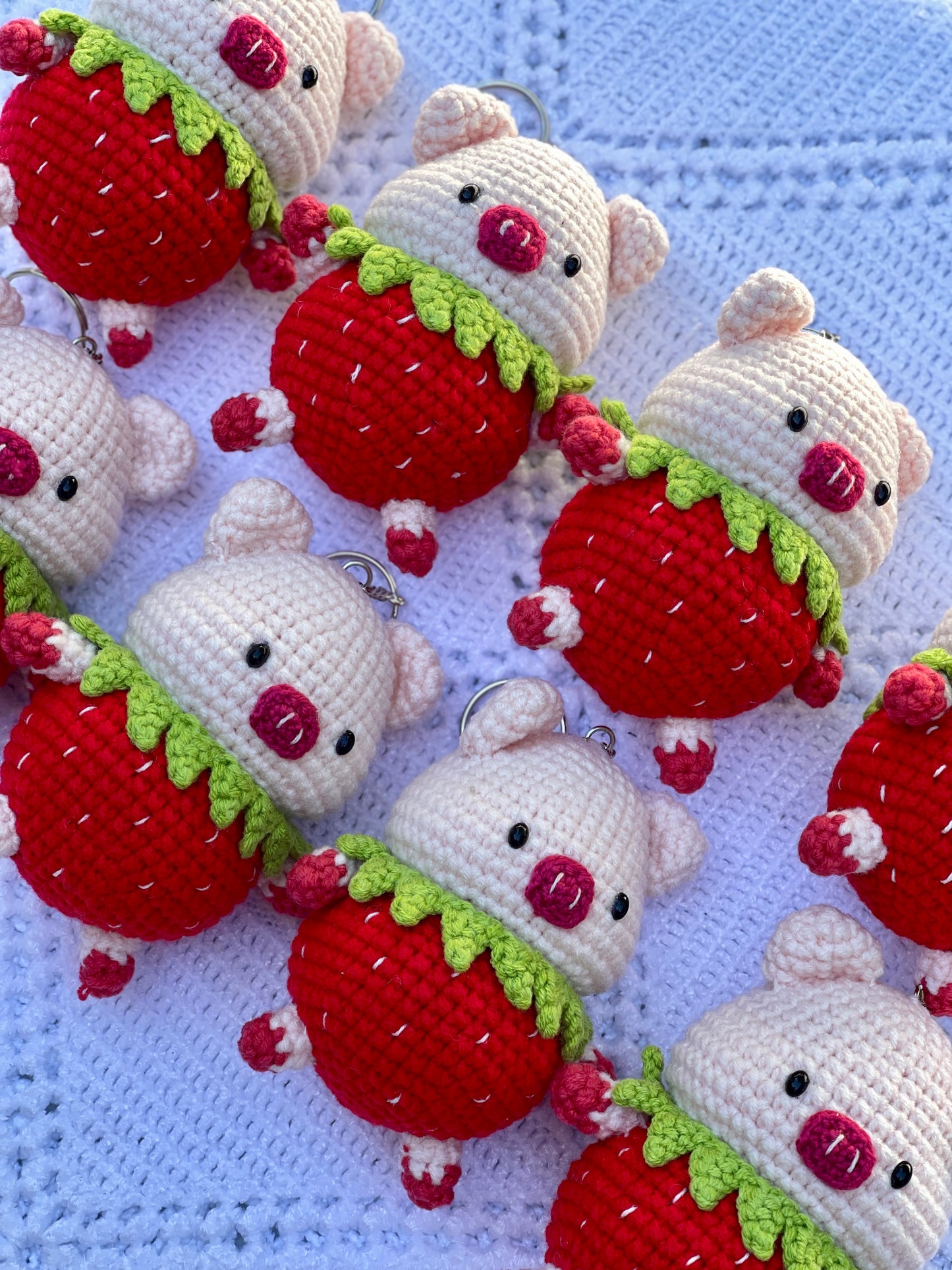 Strawberry Piggy Crochet Doll keychain