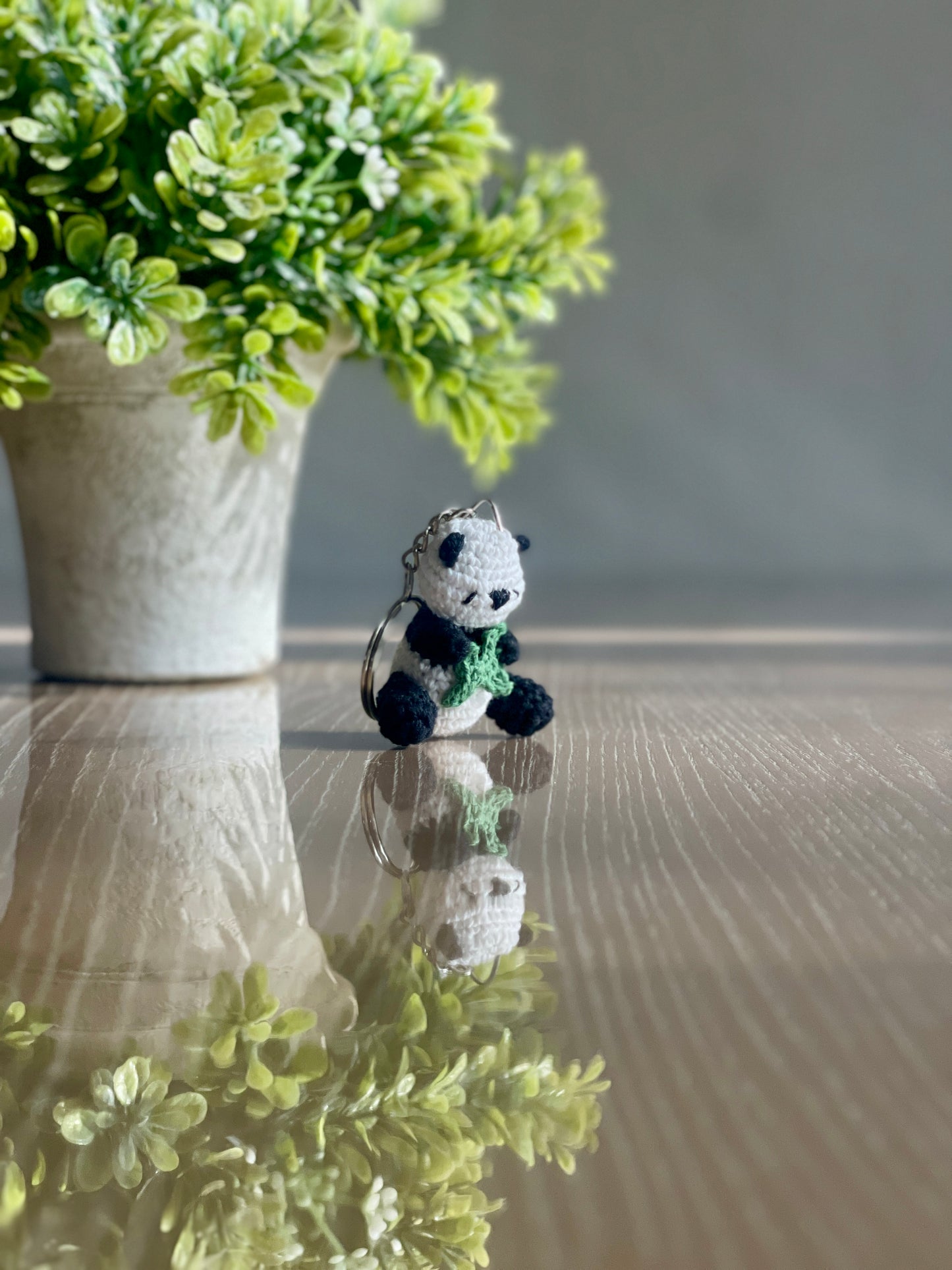 Tiny Panda Crochet Keychain