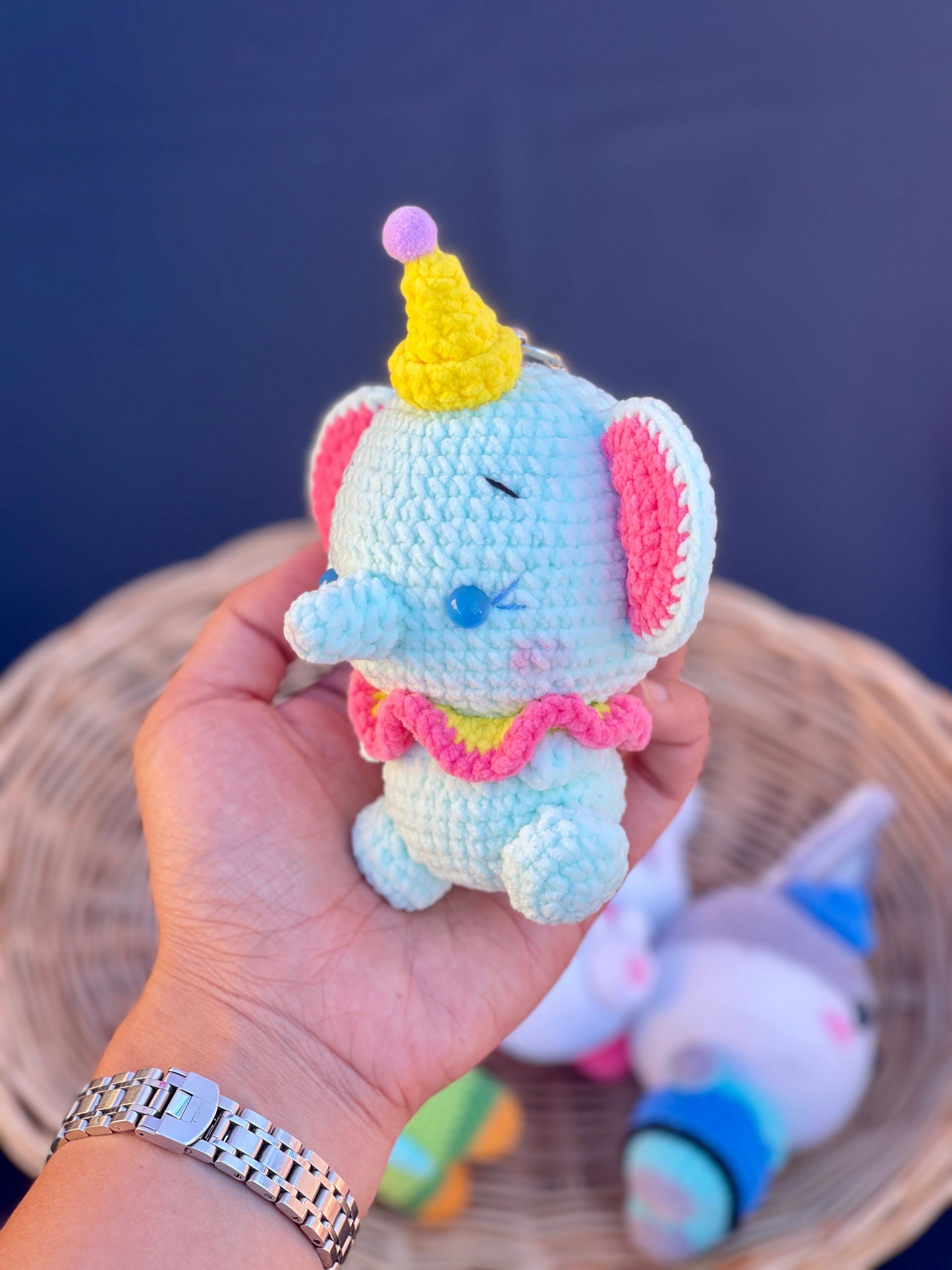 Dumbo in Wonderland Crochet Keychain