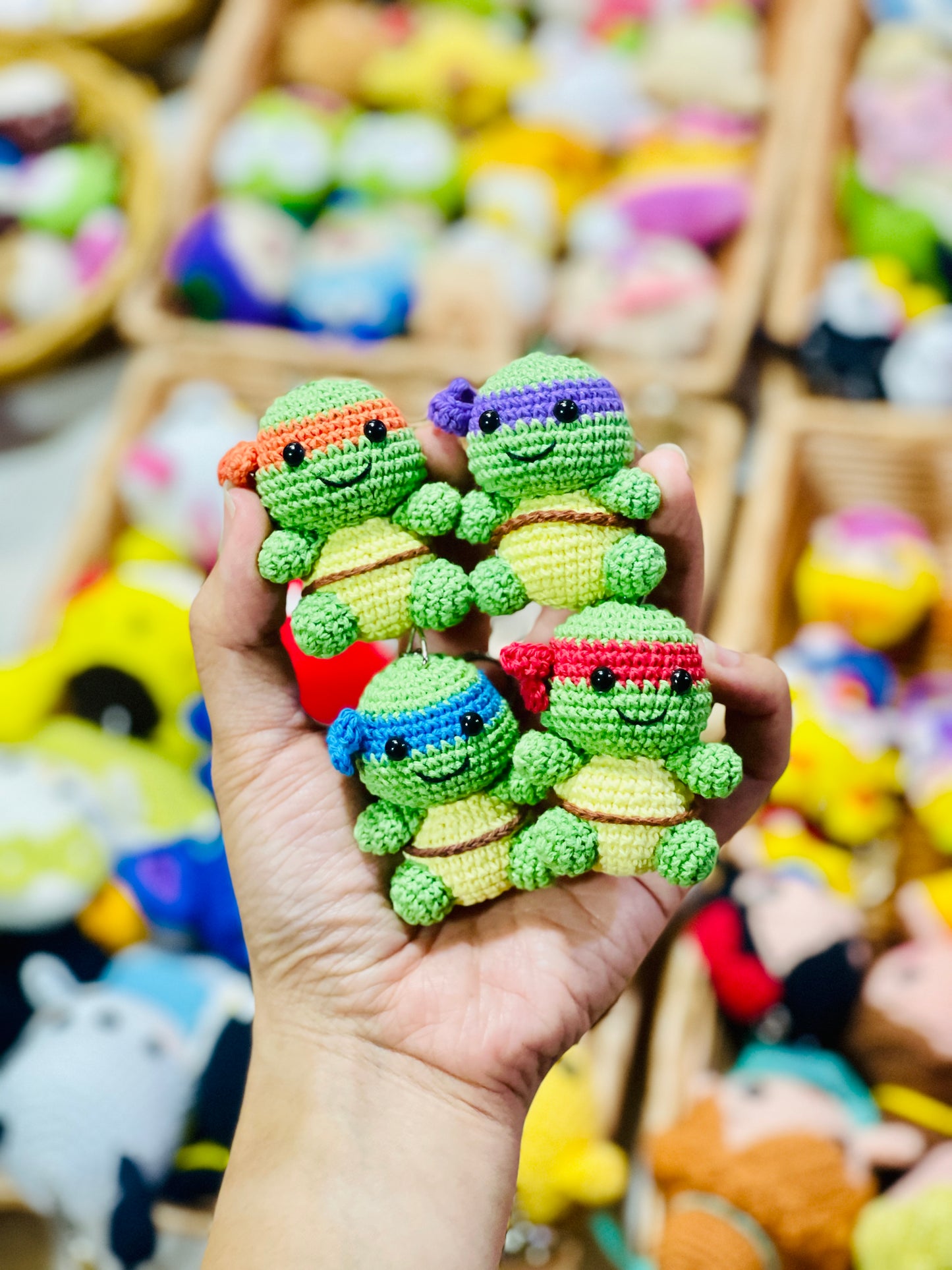 Small Ninja Turtle Crochet Keychain