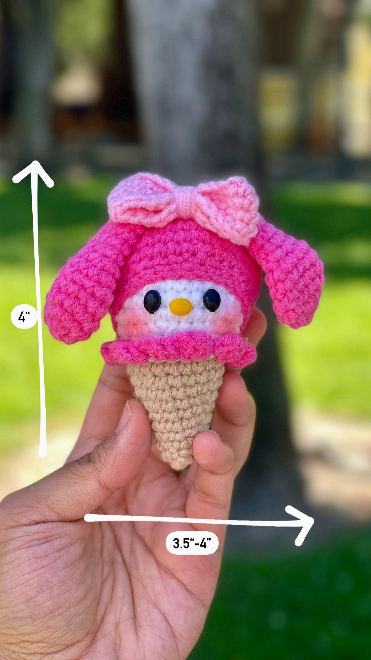 My Melody Ice Cream Cone Crochet Keychain