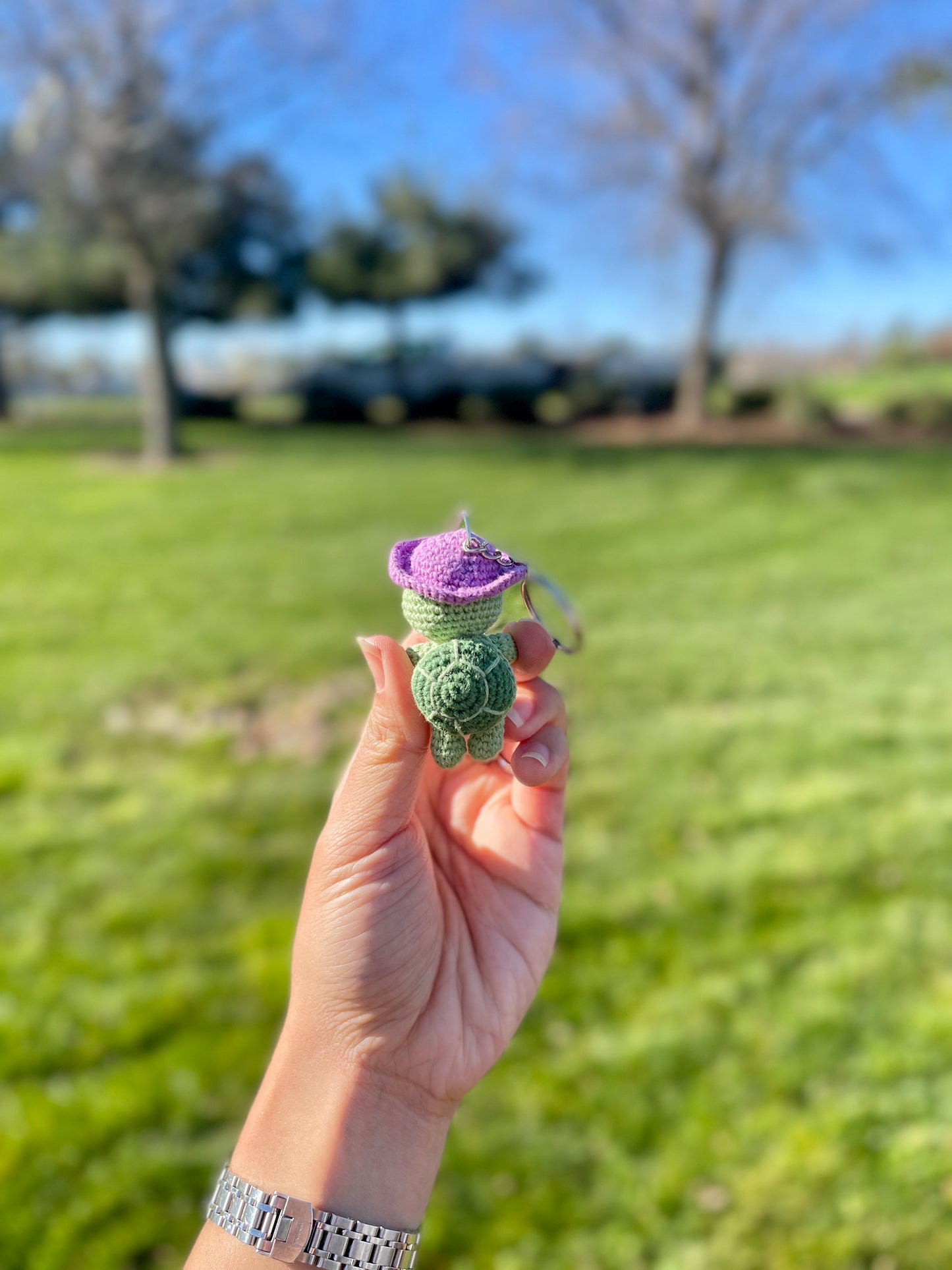 Adventure Turtle Crochet Keychain