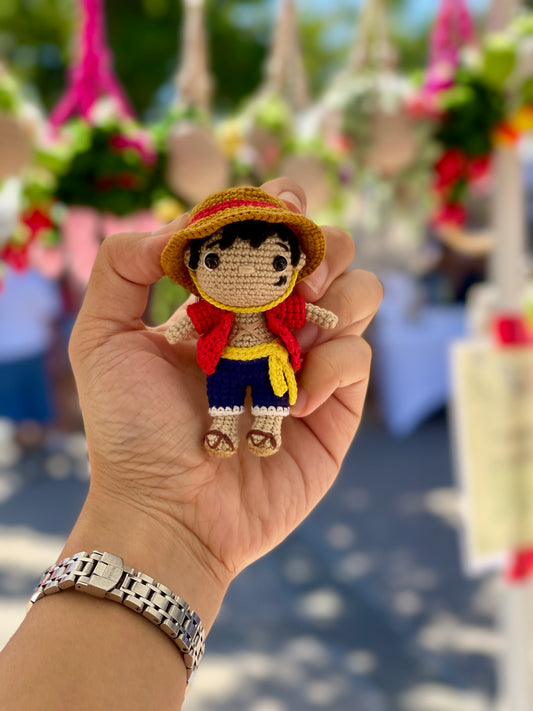 Mini Luffy One Piece Crochet Keychain