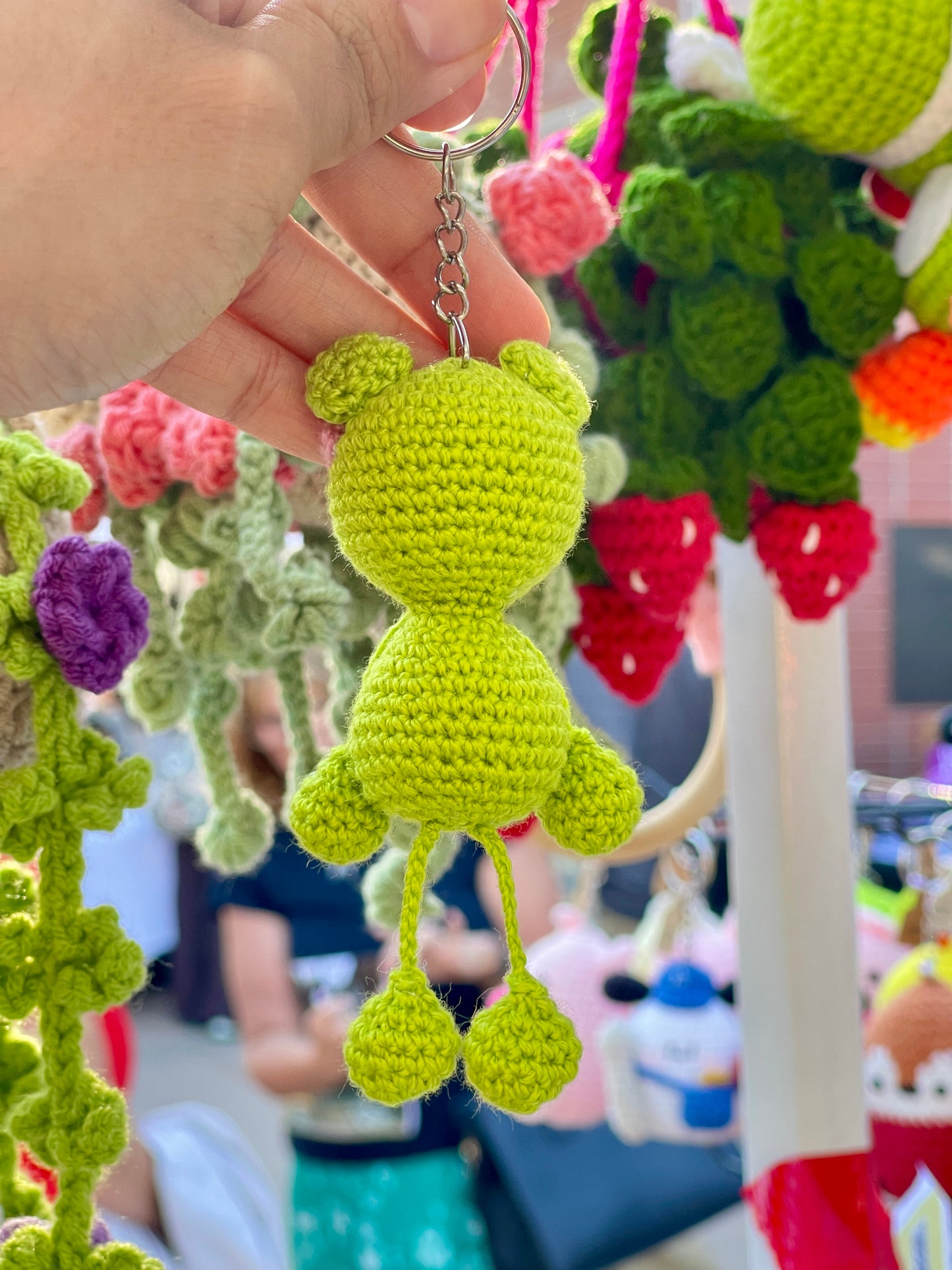 Dancing Frog Crochet Keychain