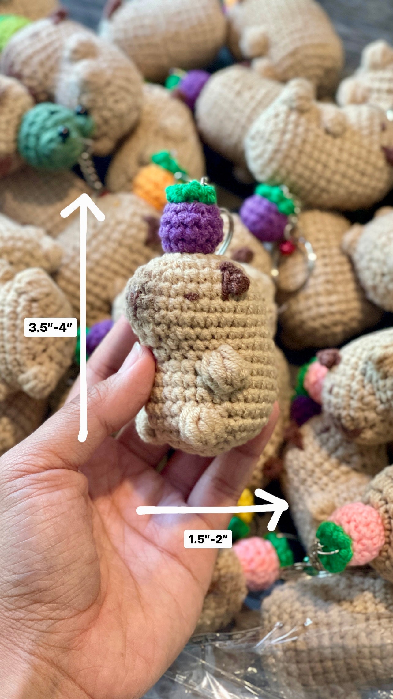 Capybara with a Fruit Crochet Keychain