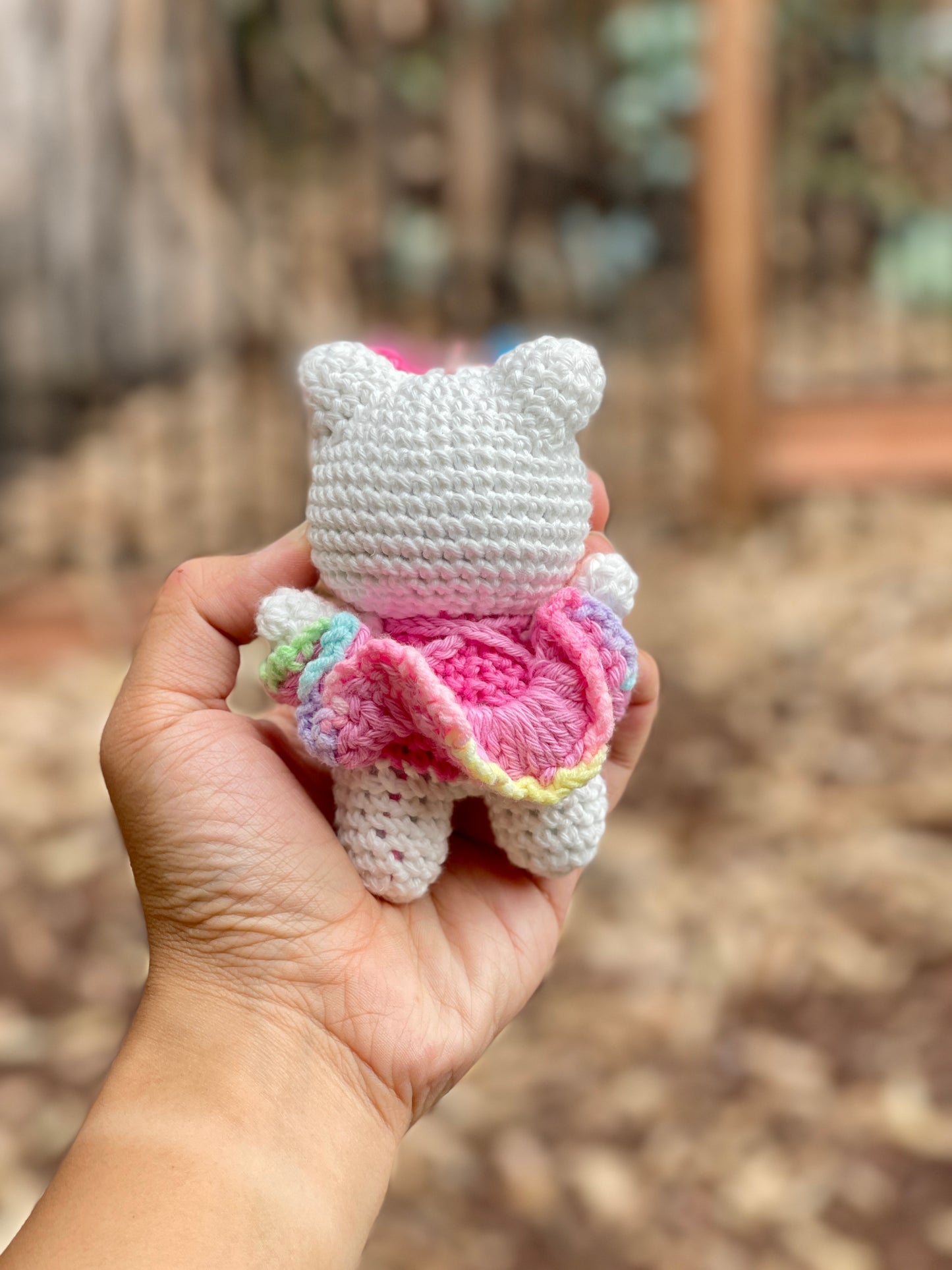 Hello Kitty in Pink Dress Crochet Keychain