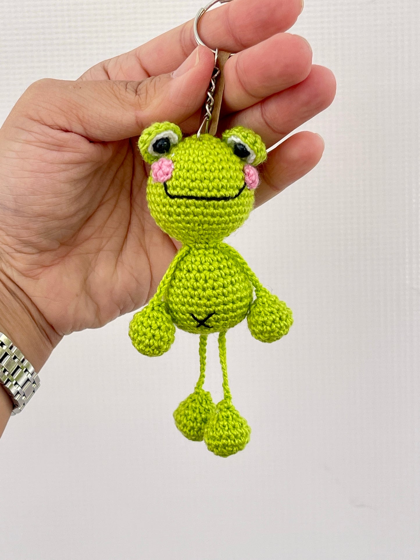 Dancing Frog Crochet Keychain