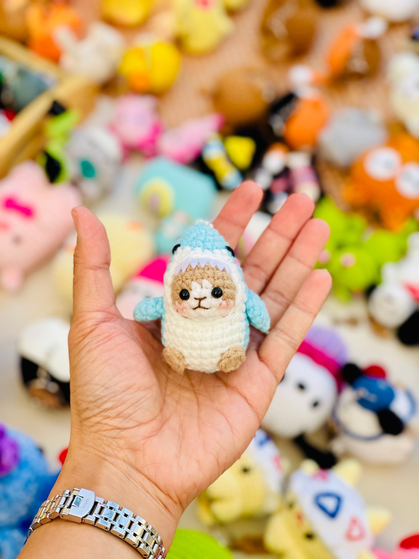 Cat Shark Crochet Keychain