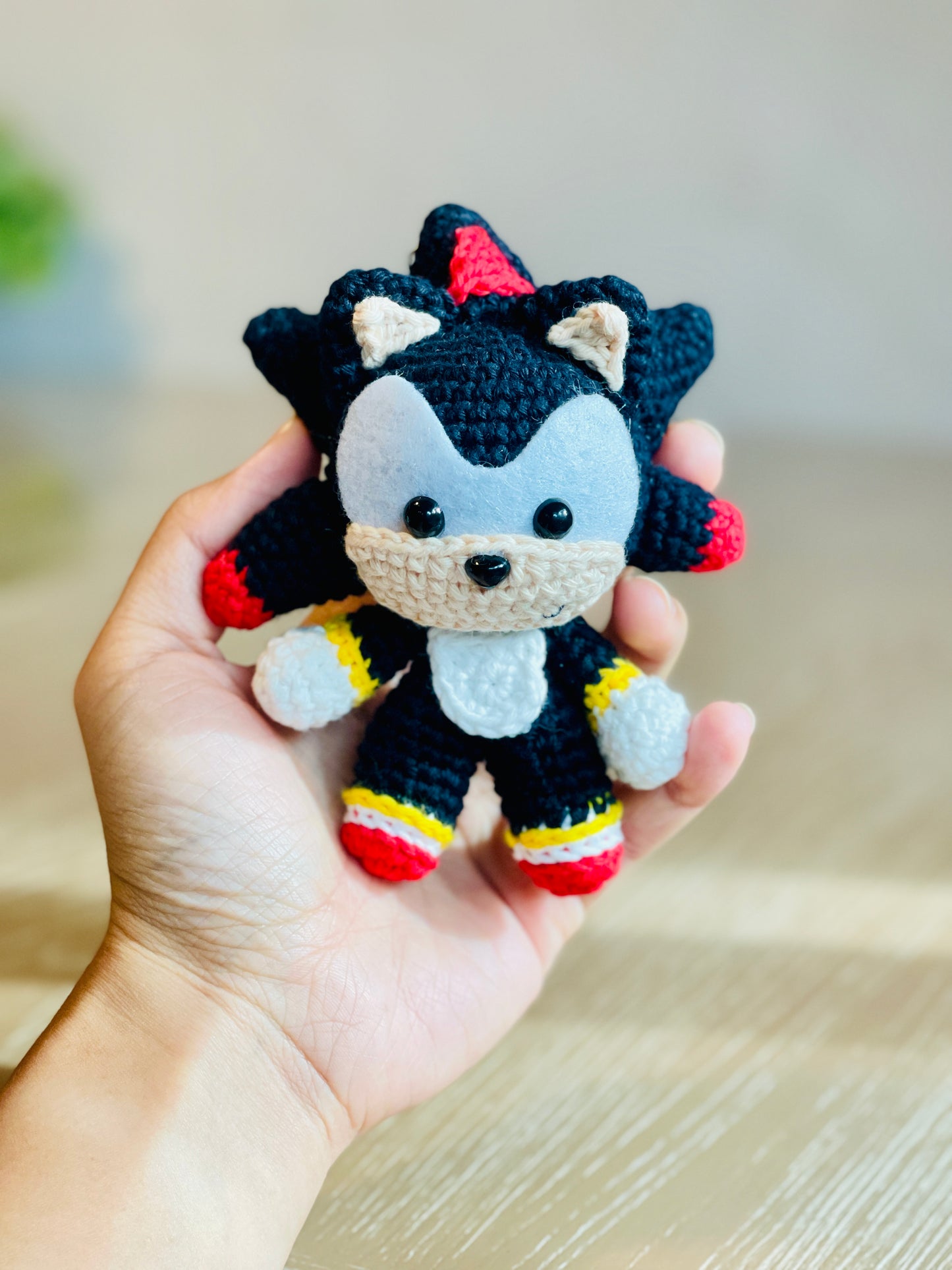 Shadow the Hedgehog Crochet Keychain