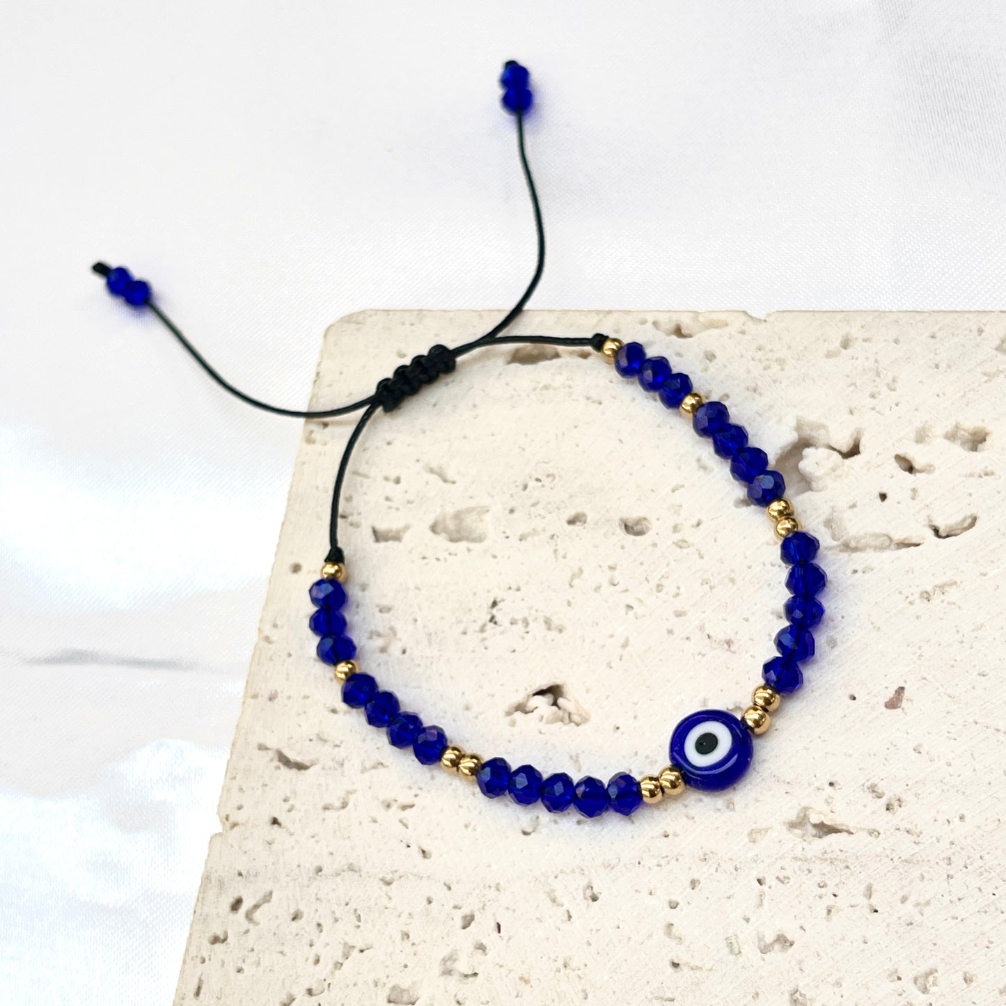 Evil Eye + Crystal Glass Bead Bracelet