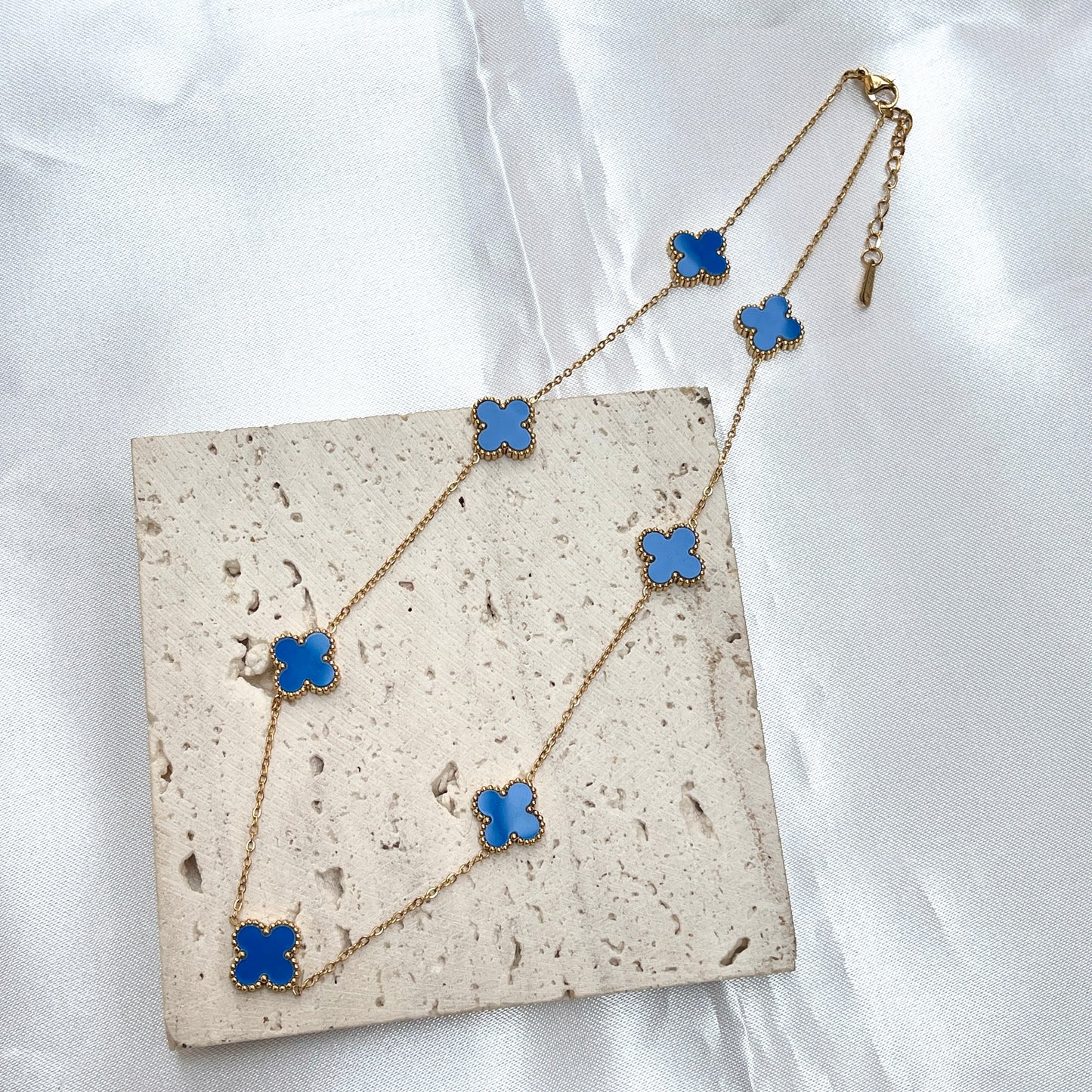 Blue Clover Necklace