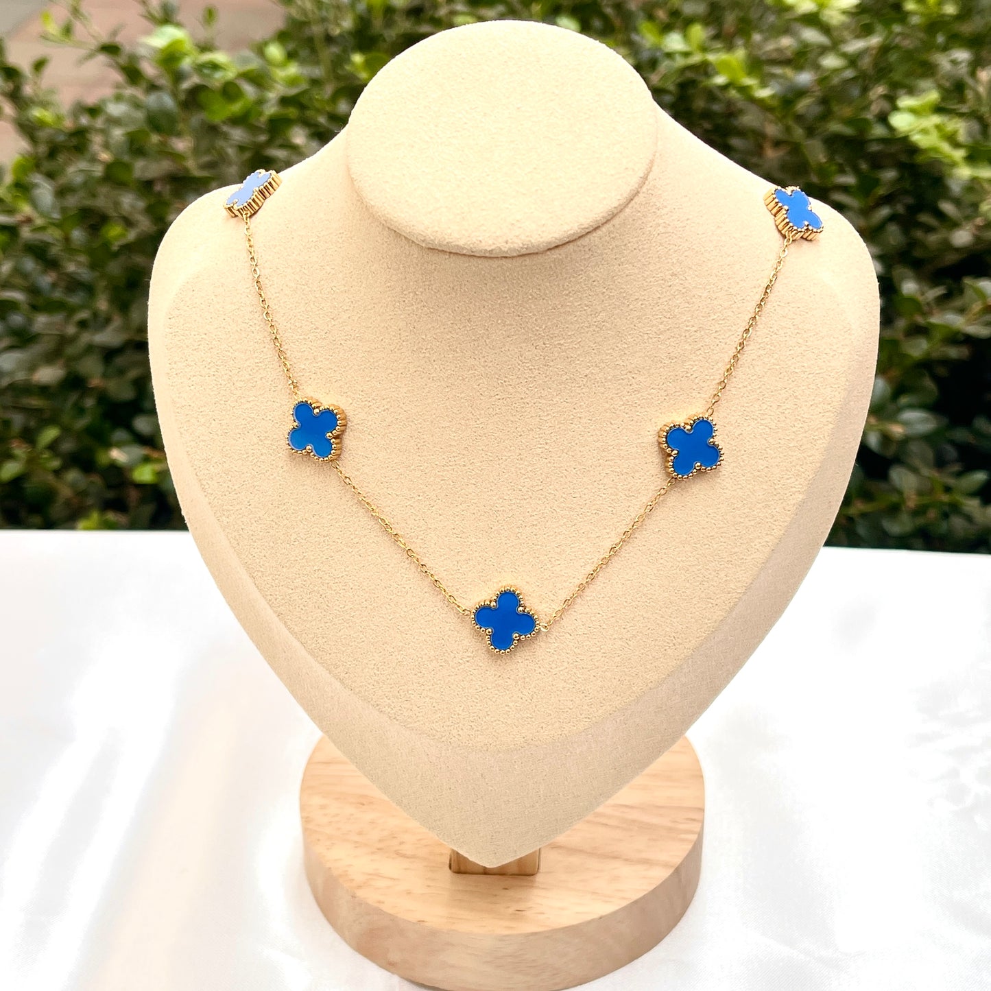 Blue Clover Necklace