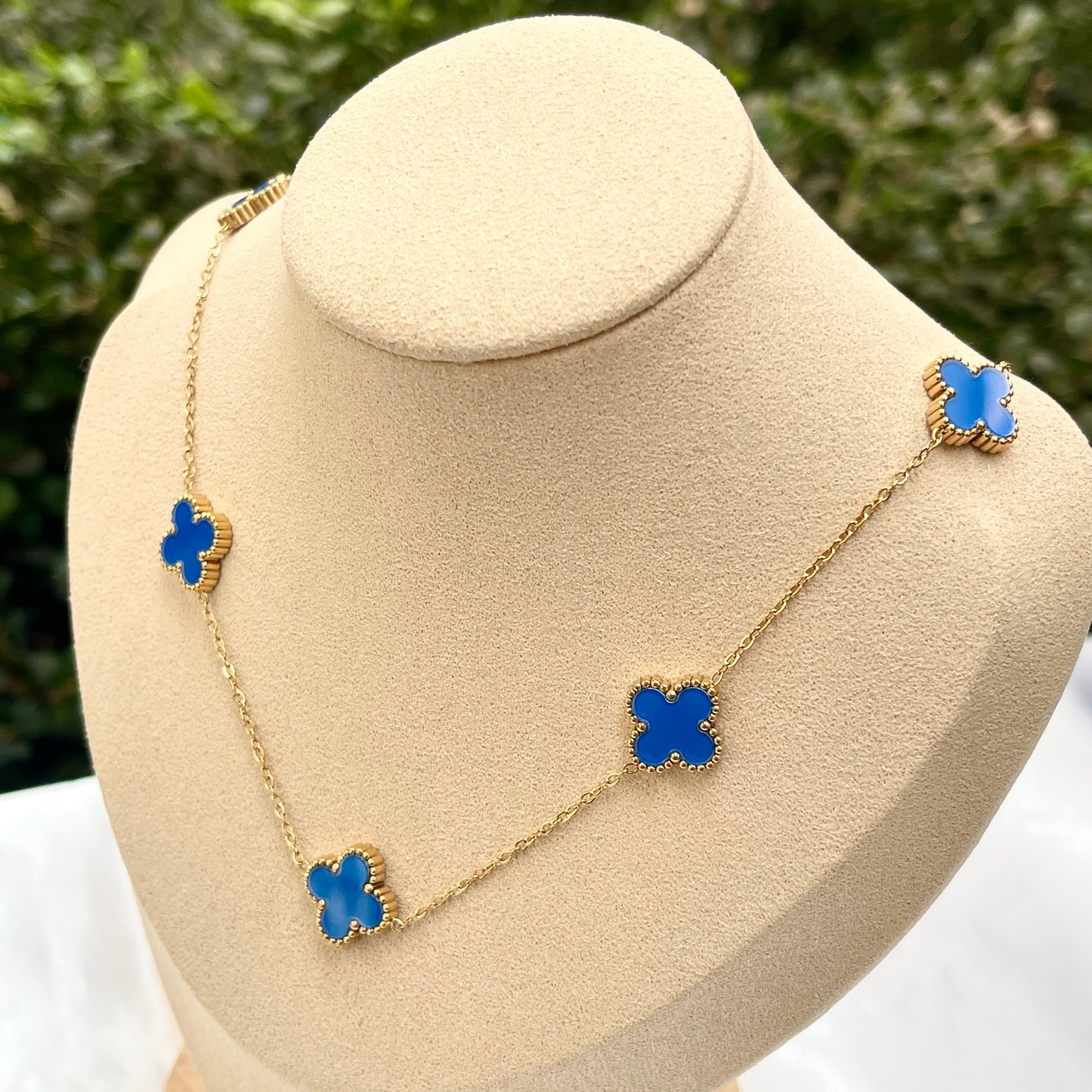 Blue Clover Necklace