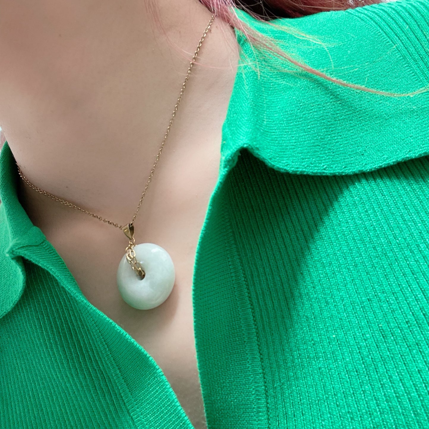 Donut Jade Pendent Necklace