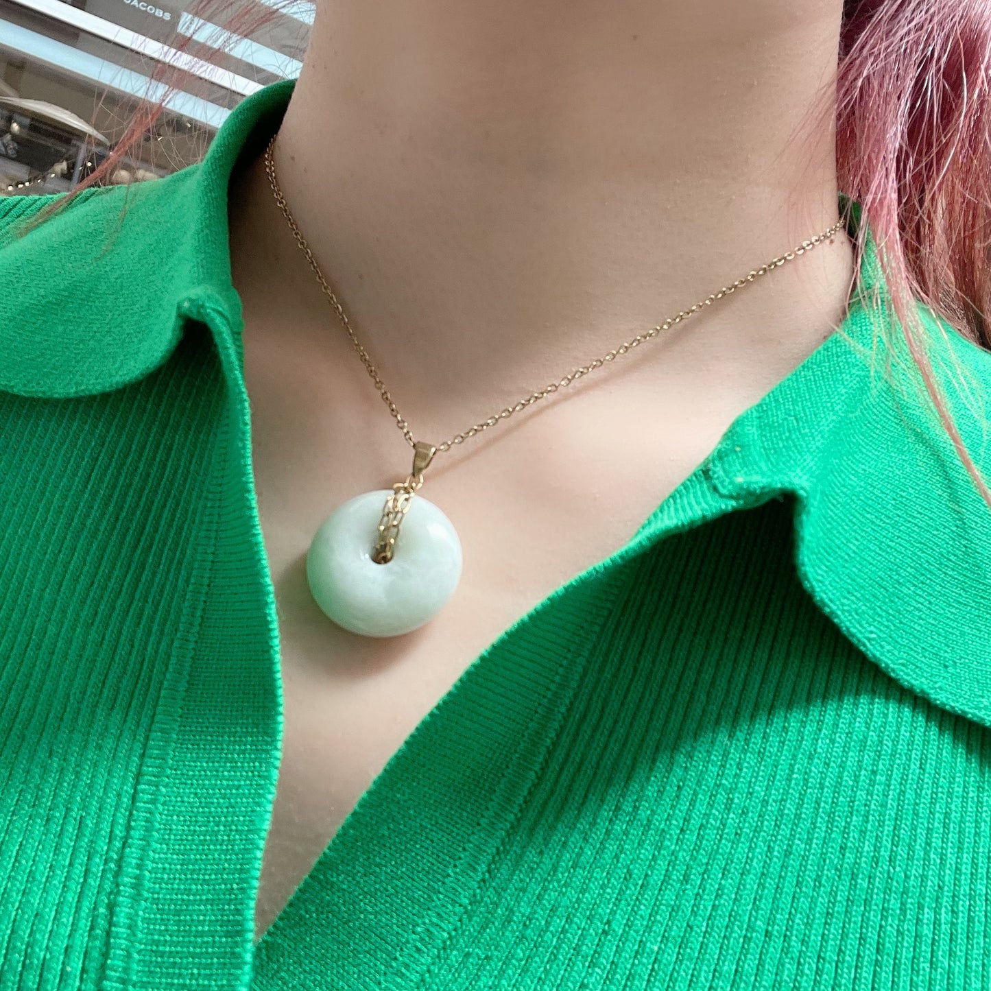 Donut Jade Pendent Necklace