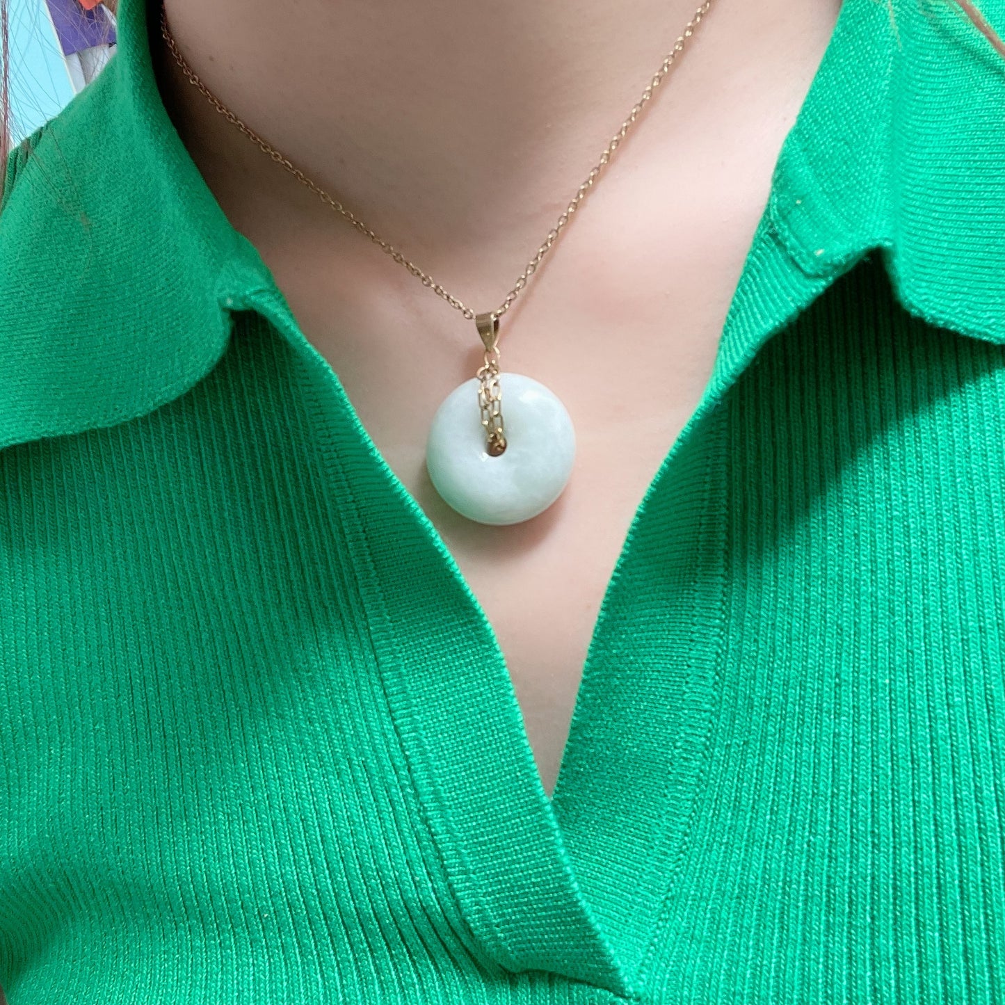 Donut Jade Pendent Necklace