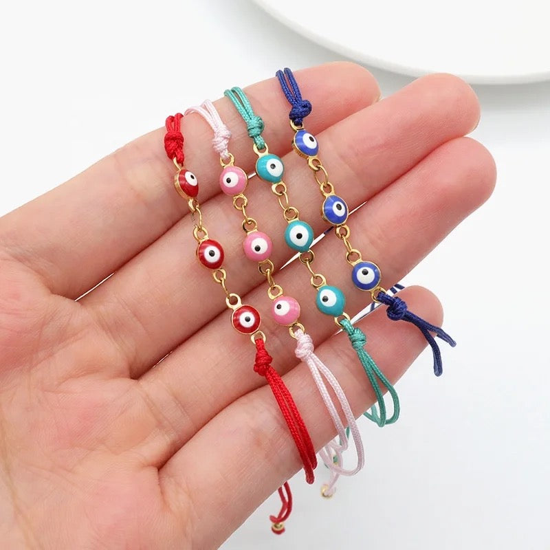 4mm round evil eye cotton bracelet