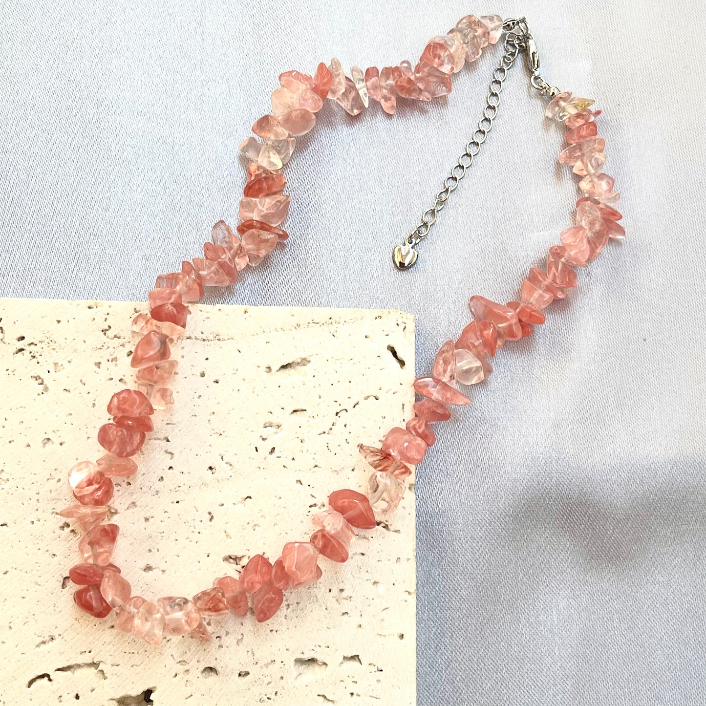 Cherry Quartz Crystal Stone Choker Necklace