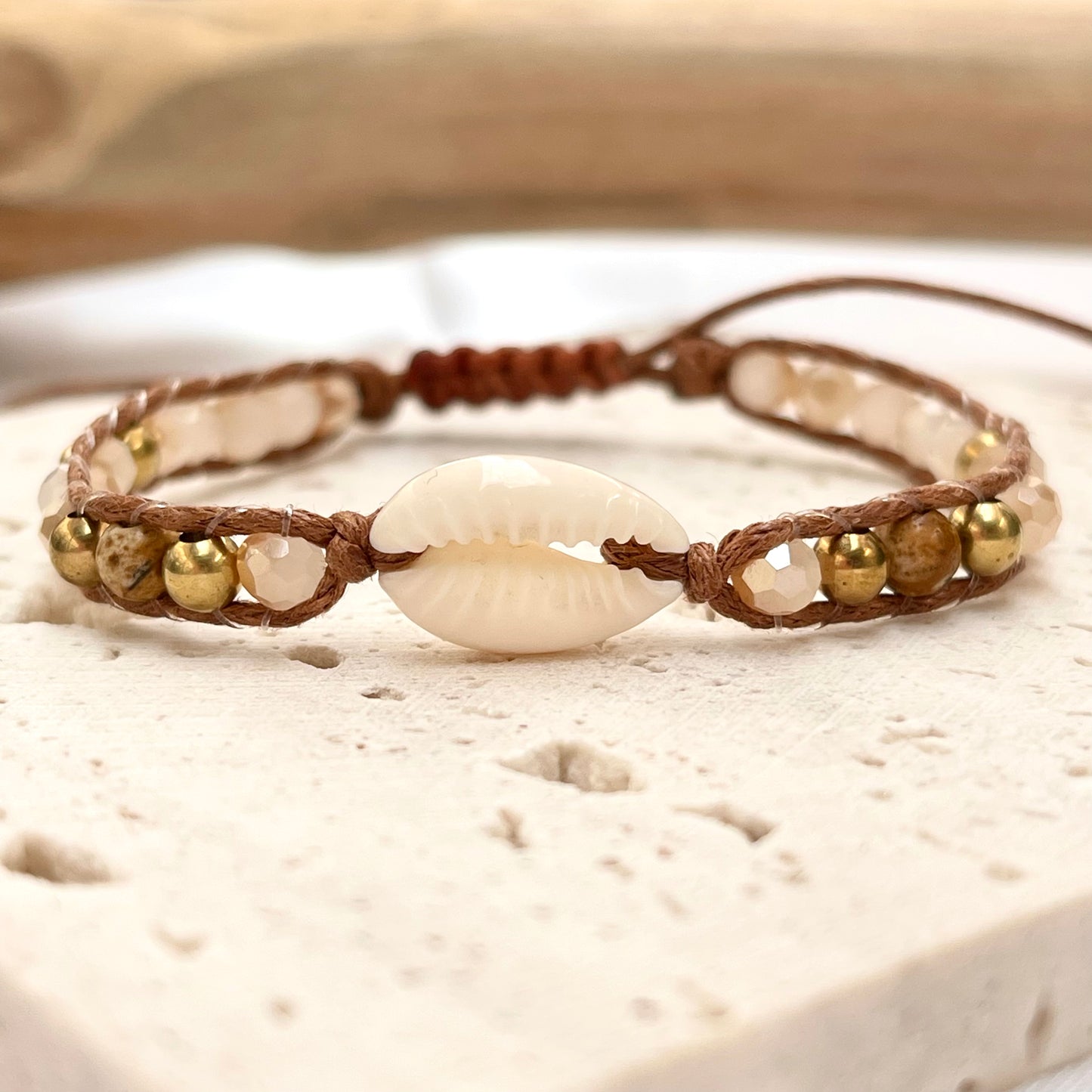 White Shell + Crystal Bracelet