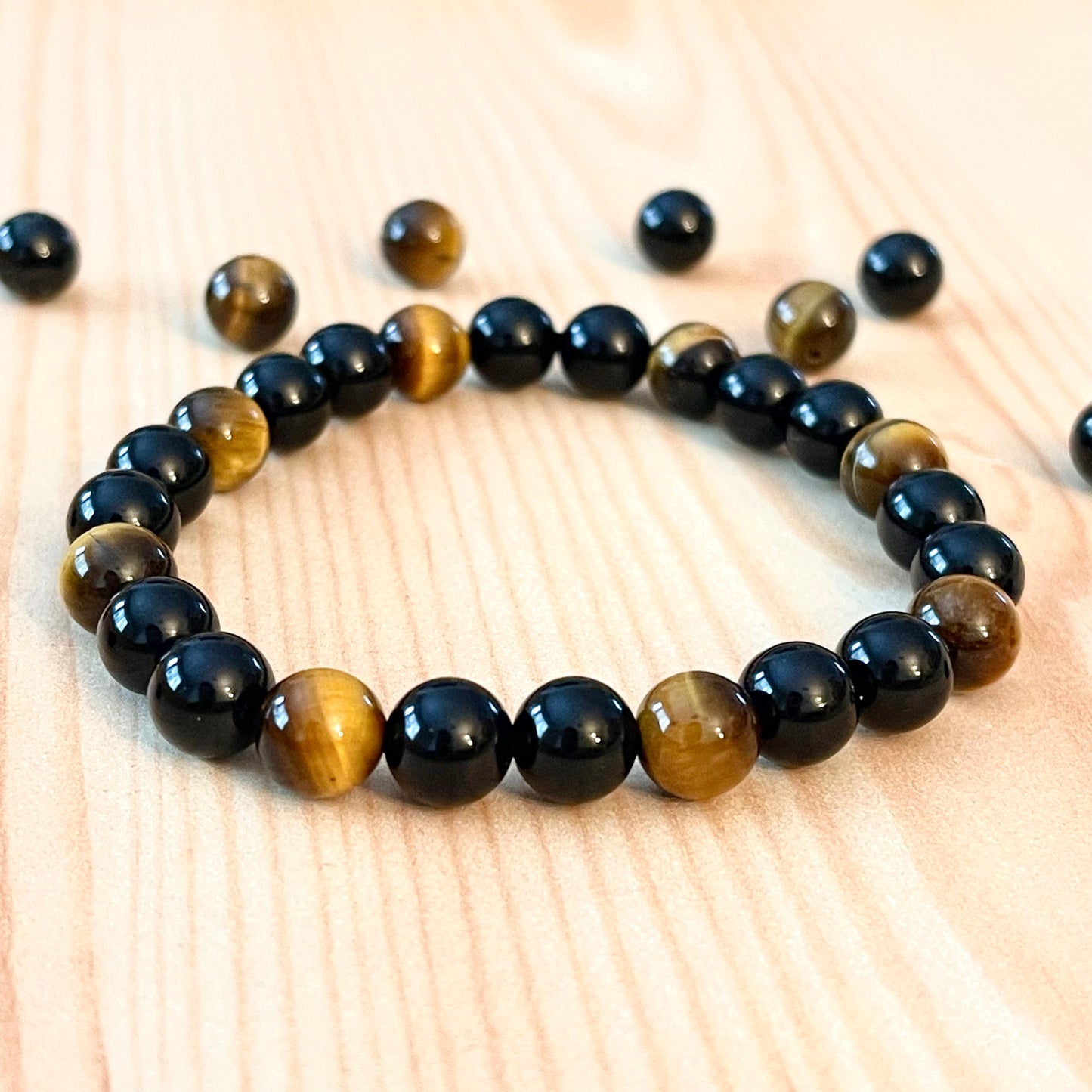 Onyx + Tigers Eye Stretch Bracelet