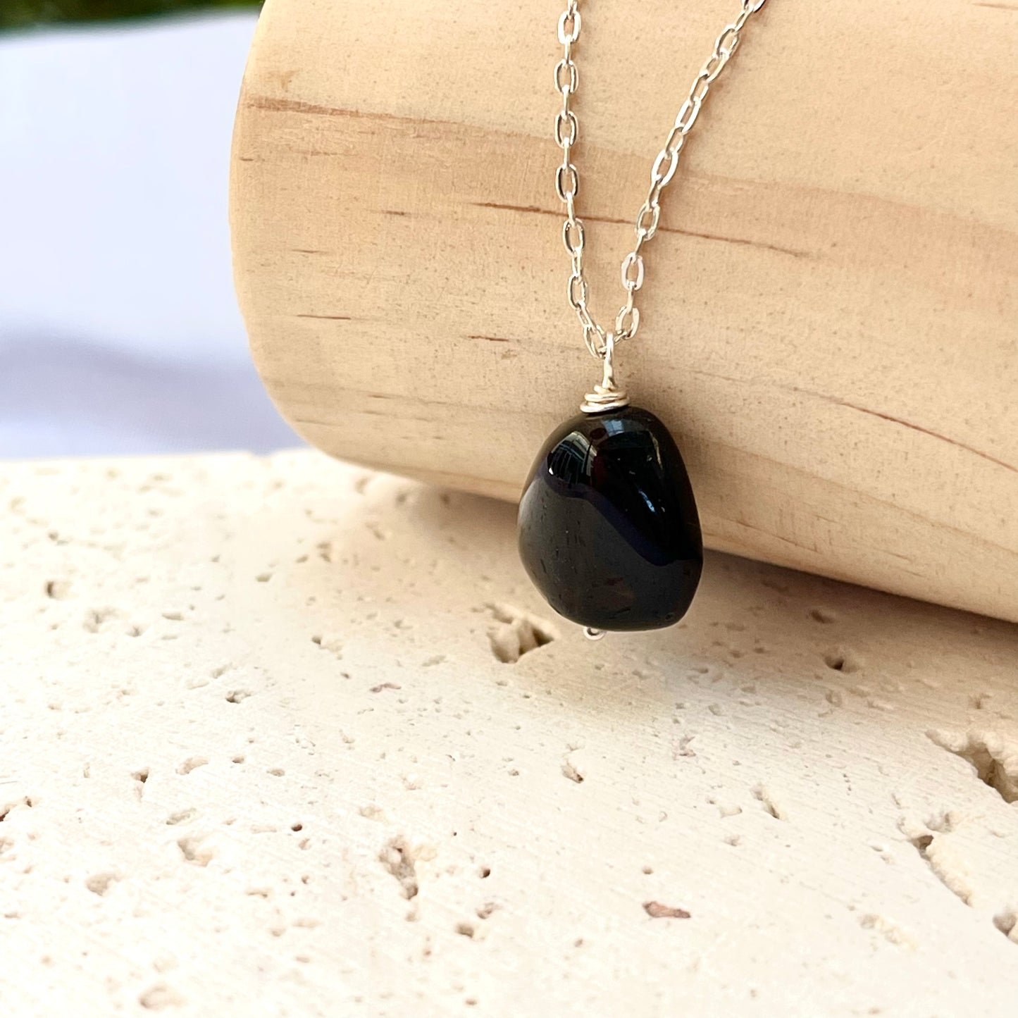 Black Agate Pendant Necklace