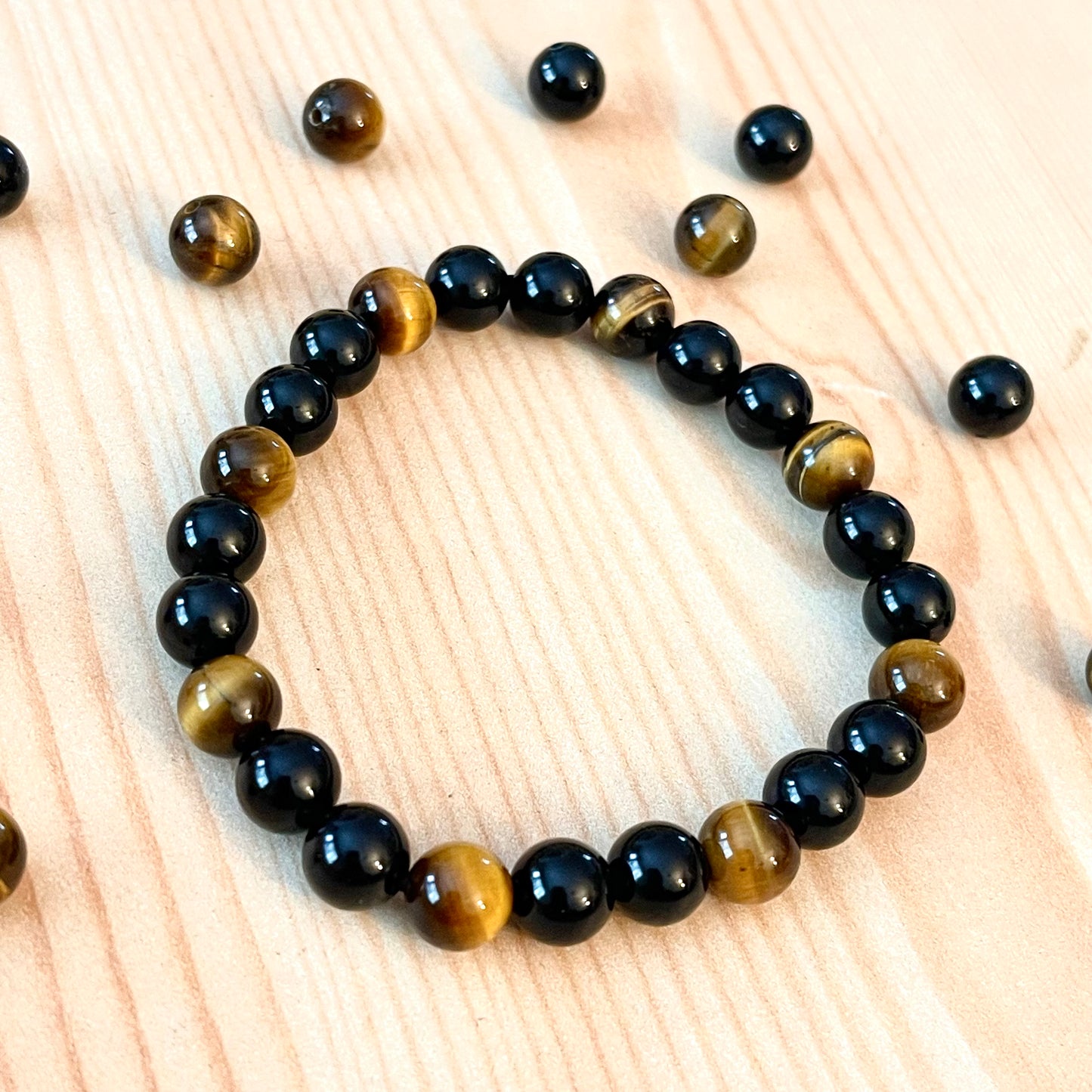 Onyx + Tigers Eye Stretch Bracelet