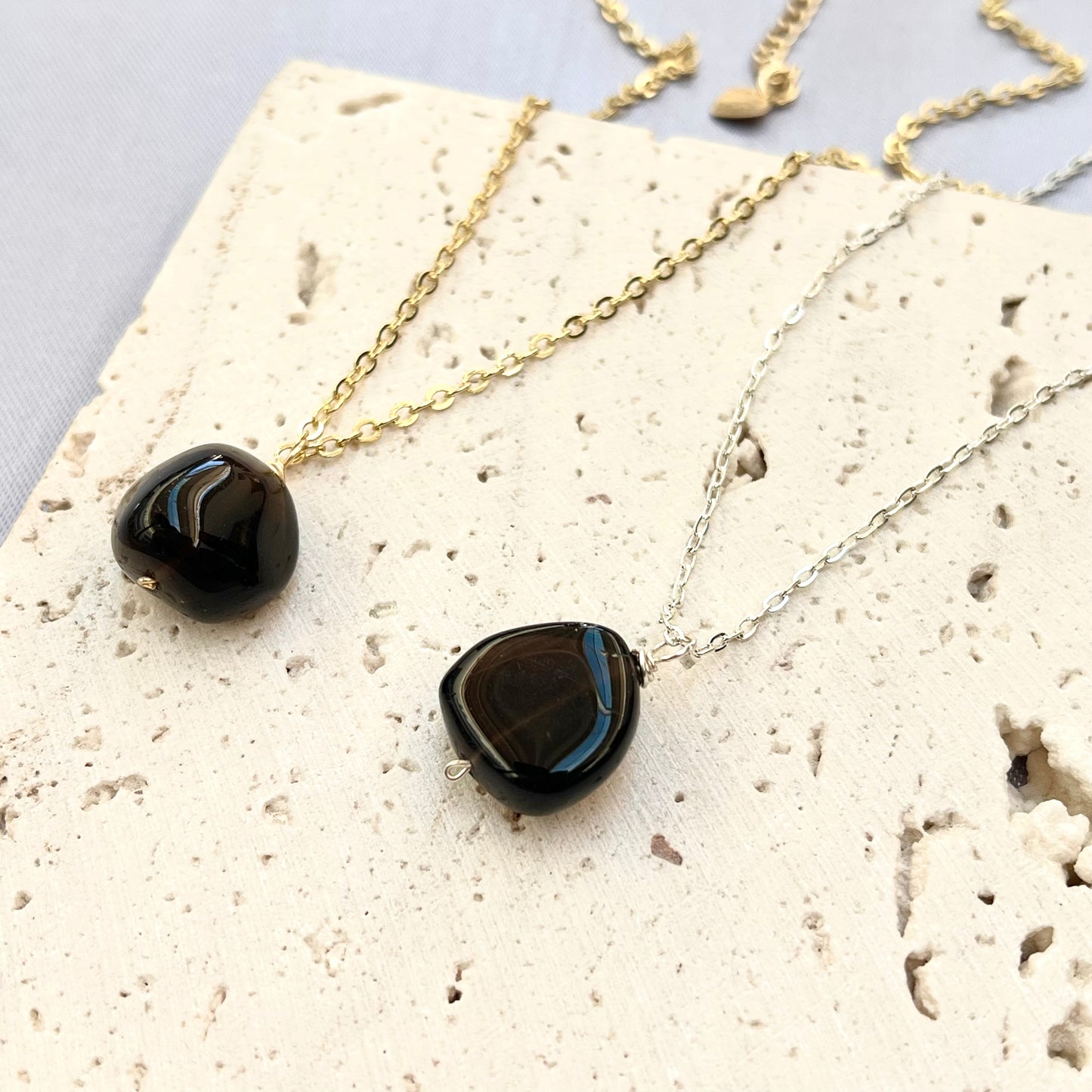 Black Agate Pendant Necklace