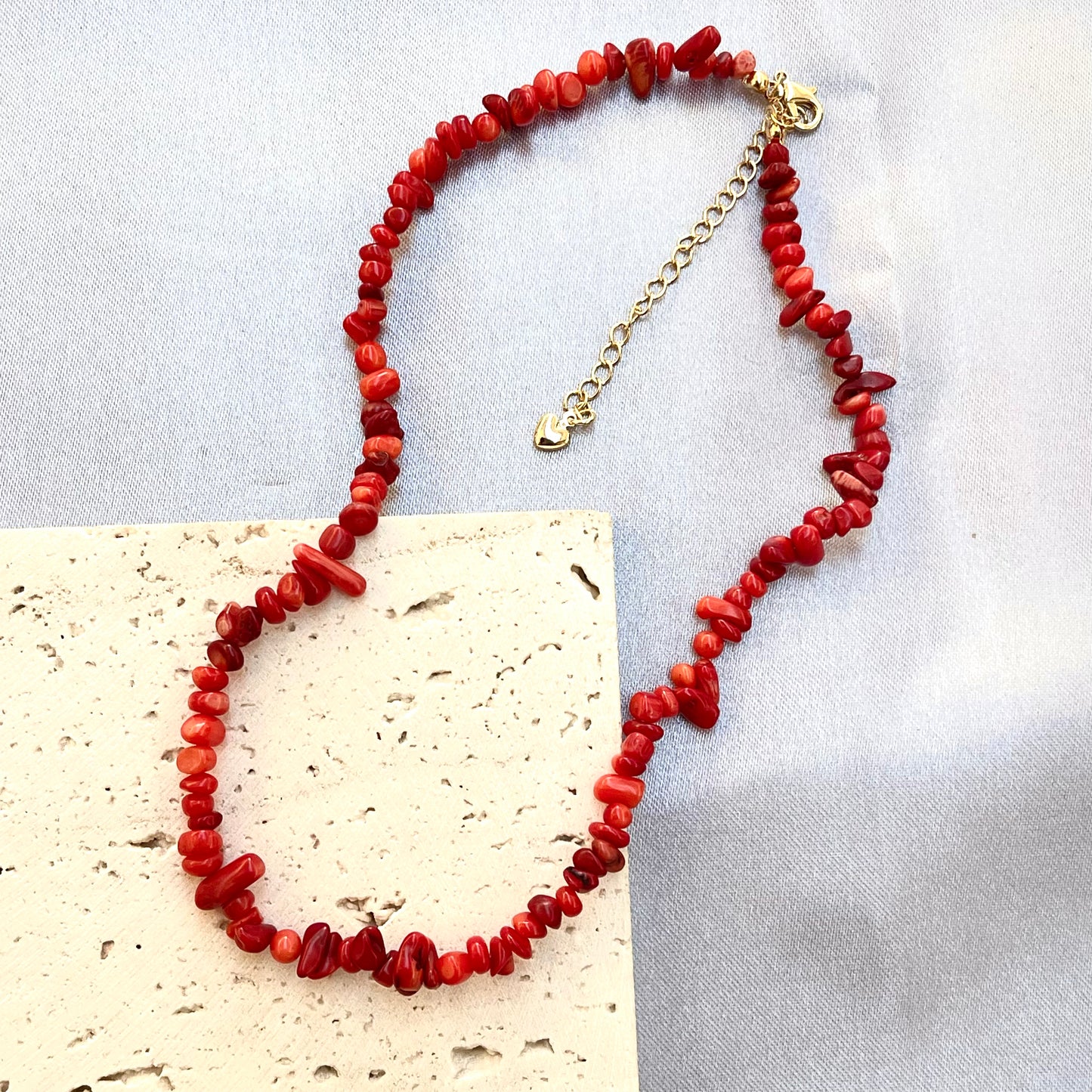 Red Coral Crystal Stone Choker Necklace