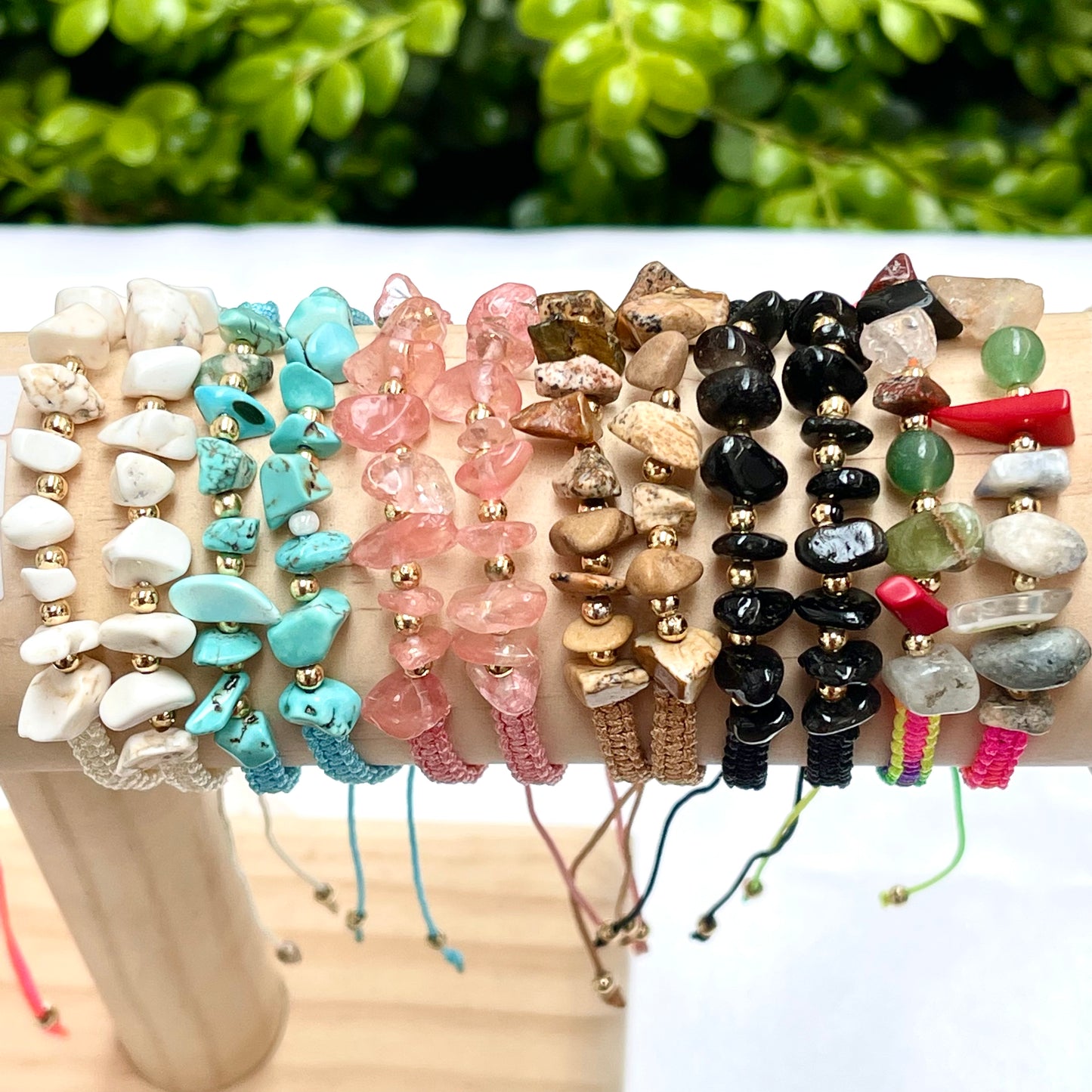 Braided Chip Stone Bracelets