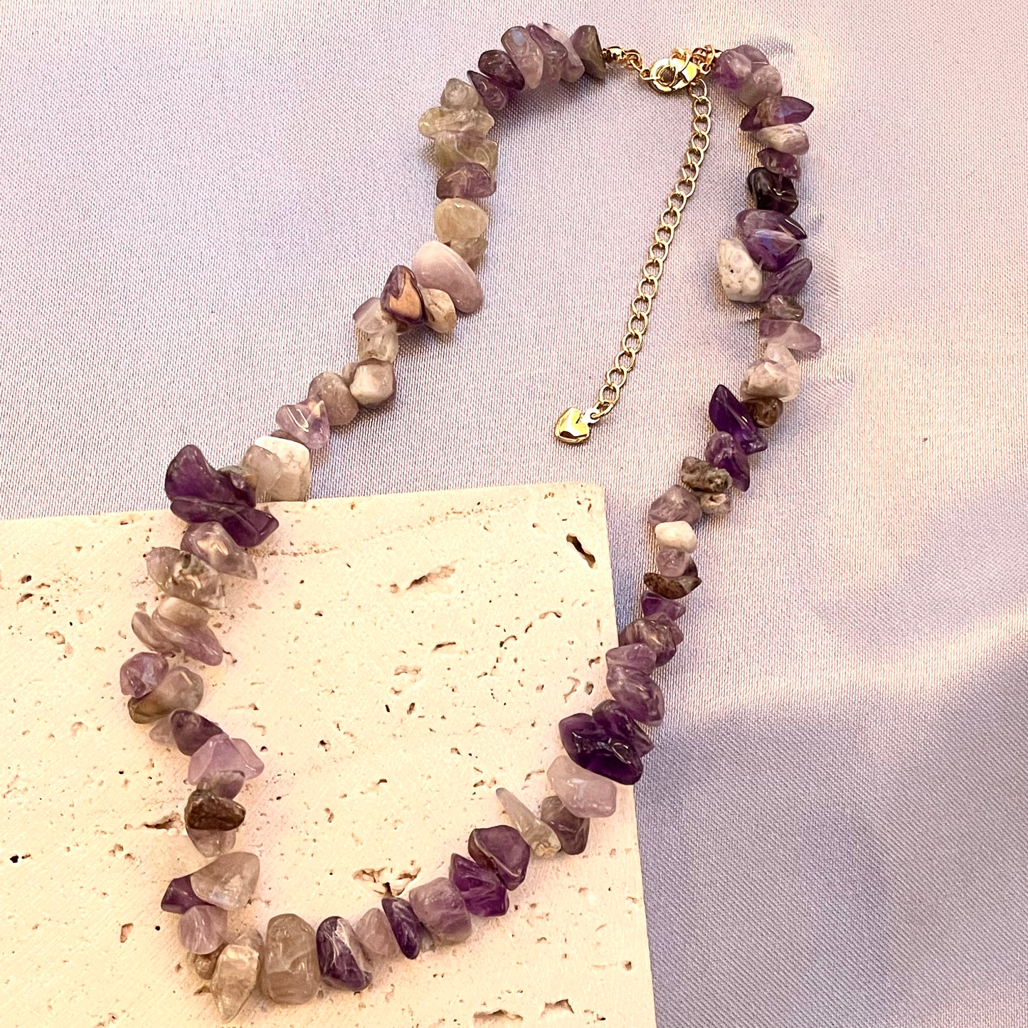 Amethyst Crystal Stone Choker Necklace