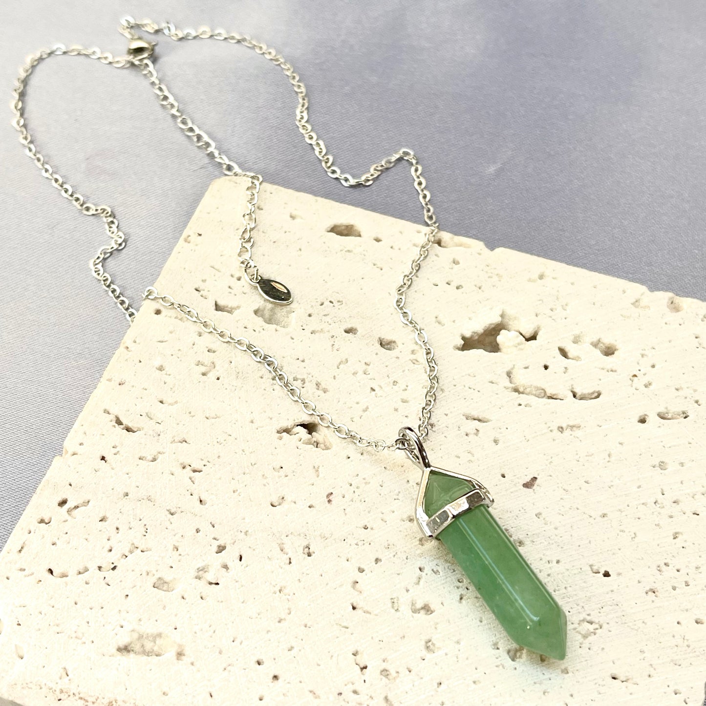 Green Aventurine Bullet Pendant Necklace