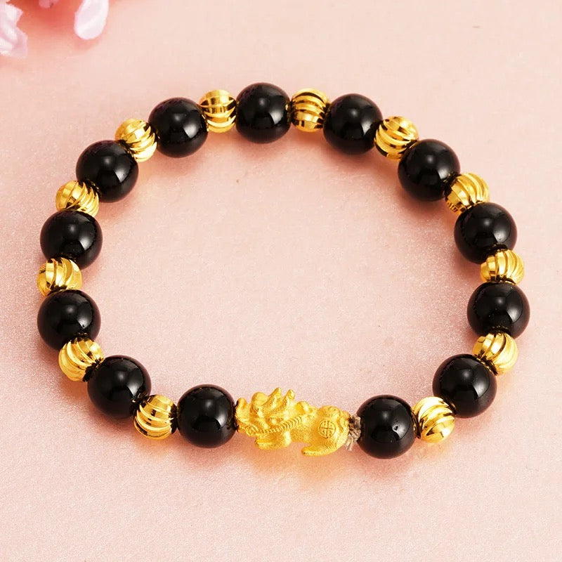 Black Agate Crystal Pixiu Bracelet