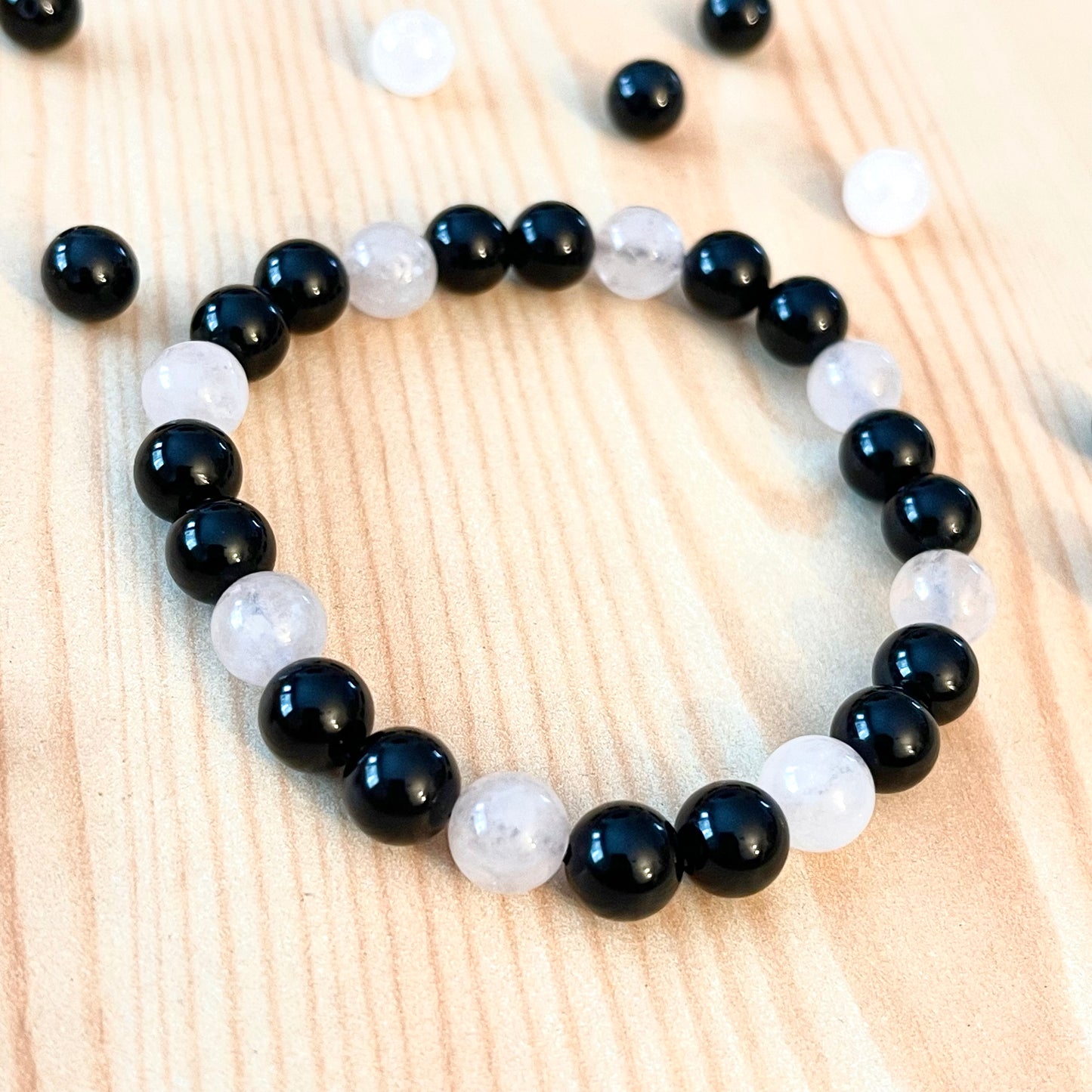 Onyx + Rose Quartz Stretch Bracelet