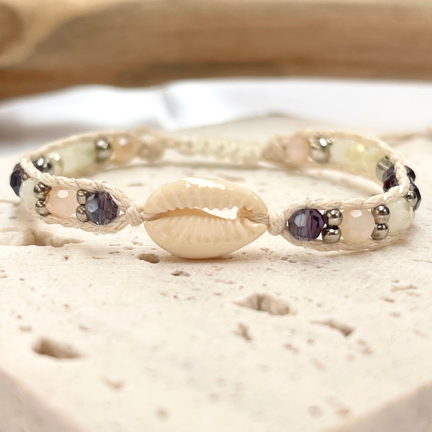 White Shell + Crystal Bracelet