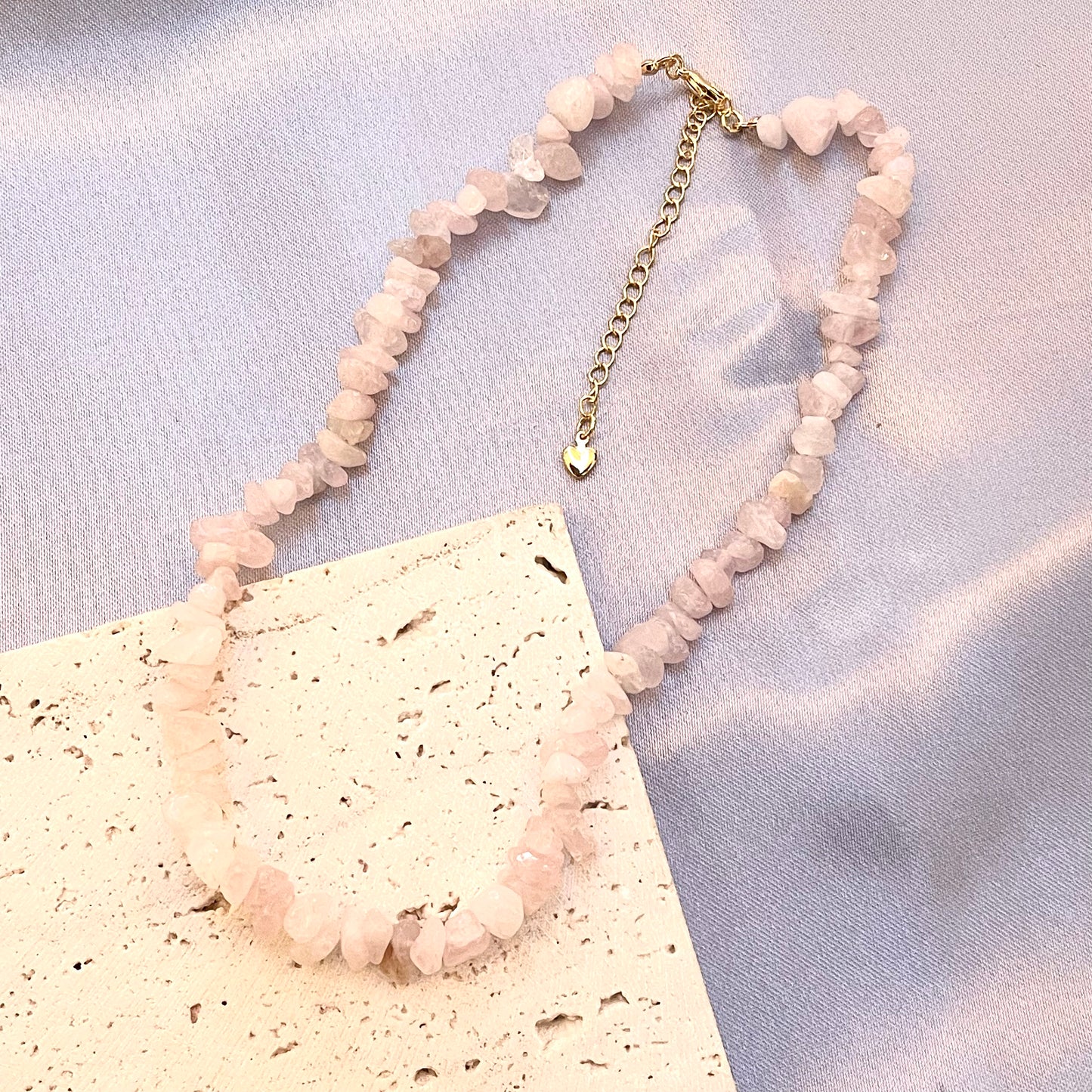 Rose Quartz Crystal Stone Choker Necklace